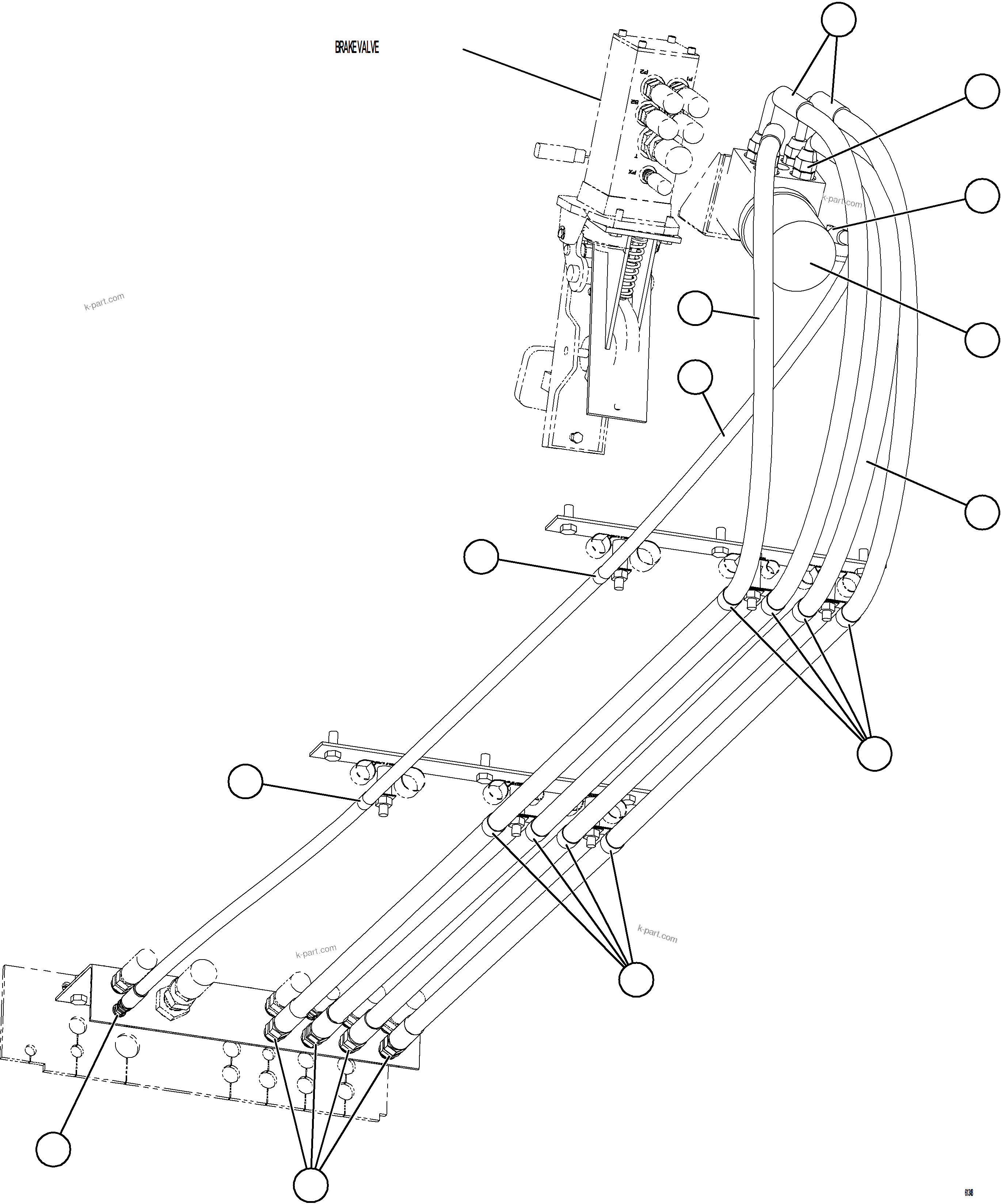 Komatsu parts book diagram for AFE73-F 980E-4 S/N A40071 COLLAHUASI: STEERING CONTROL UNIT PIPING