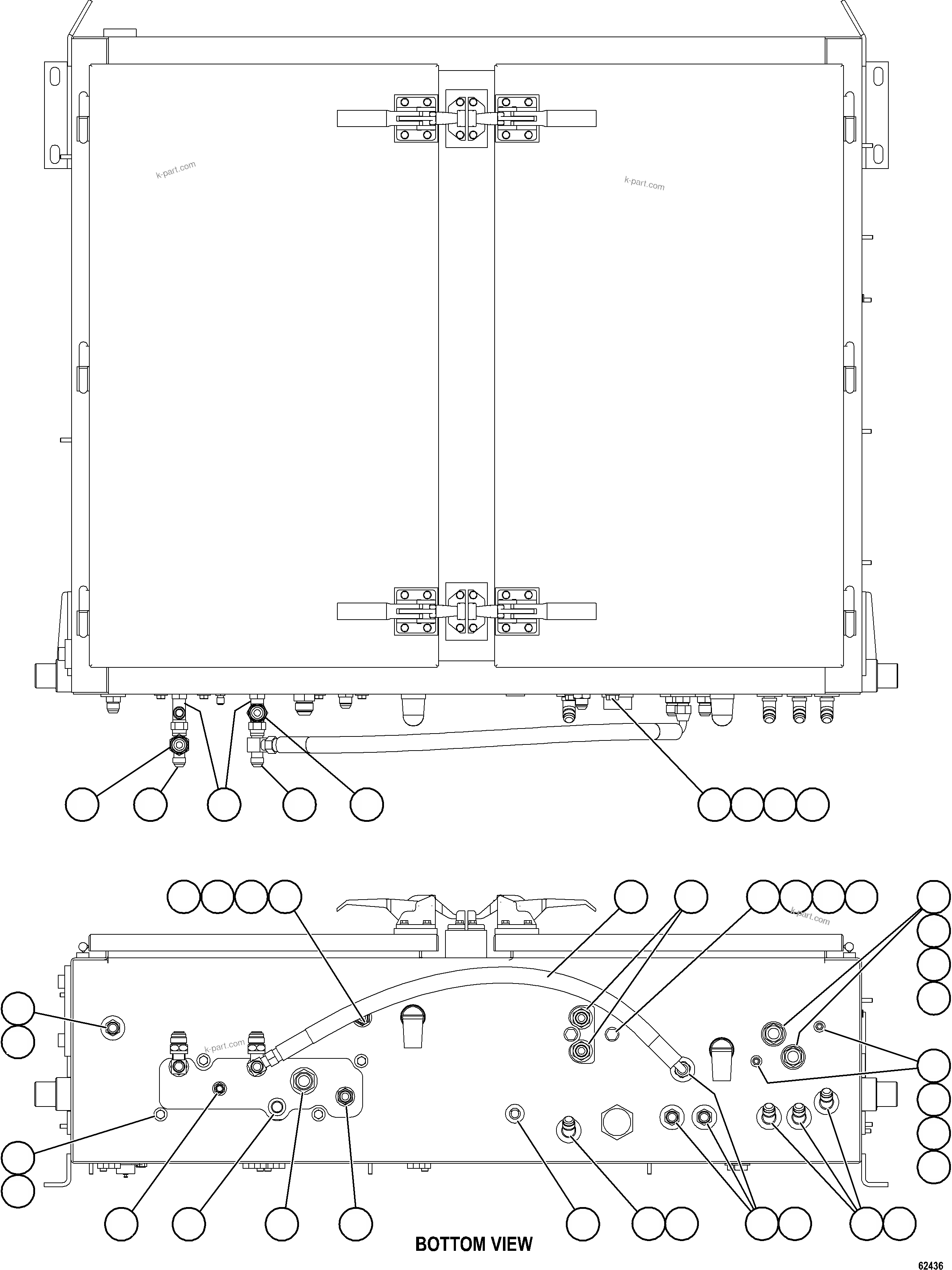 Komatsu parts book diagram for AFE73-F 980E-4 S/N A40071 COLLAHUASI: HYDRAULIC BRAKE CABINET EXTERNAL PIPING
