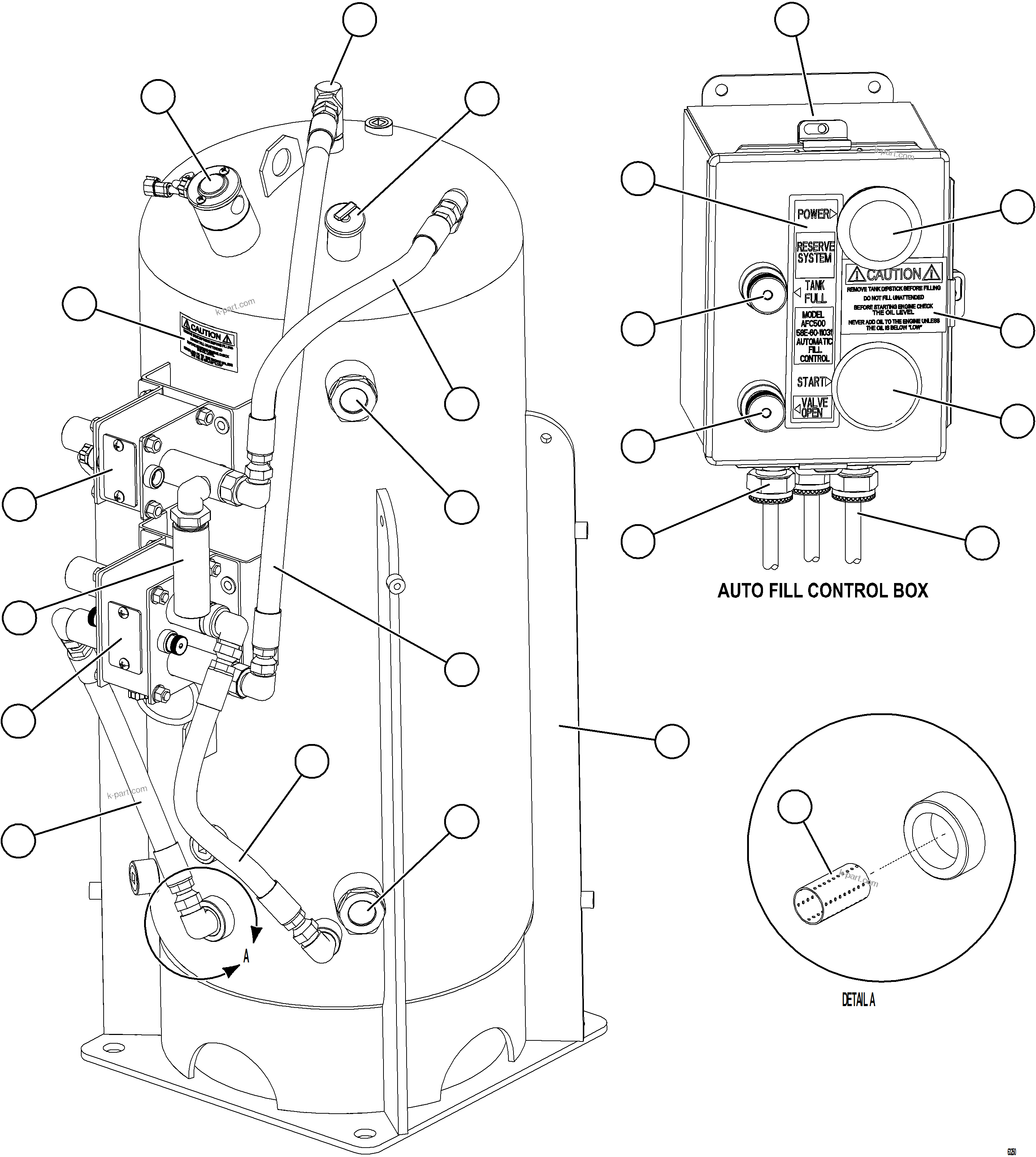 Komatsu parts book diagram for AFE73-F 980E-4 S/N A40071 COLLAHUASI: RESERVE SYSTEM KIT    58E-61-00221