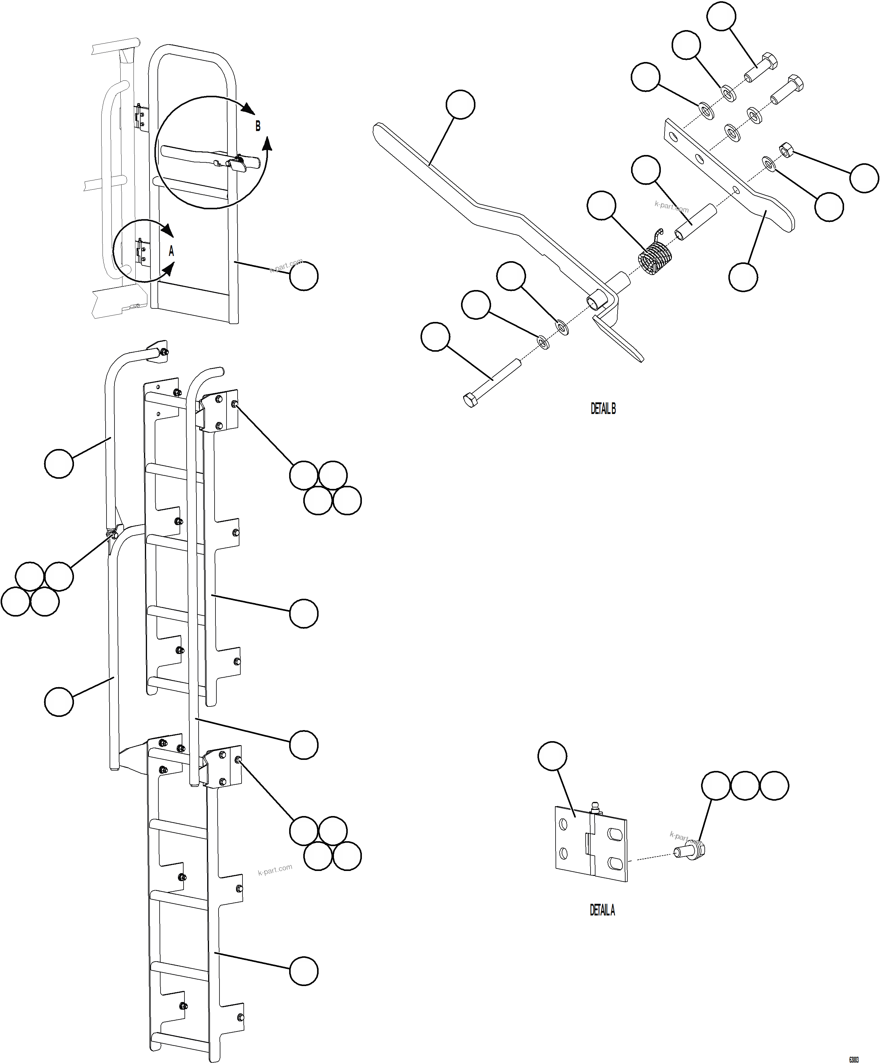 Komatsu parts book diagram for AFE73-J 980E-4 S/N A40124 & A40131 - A40133 EPSA: RH GATE & LADDER