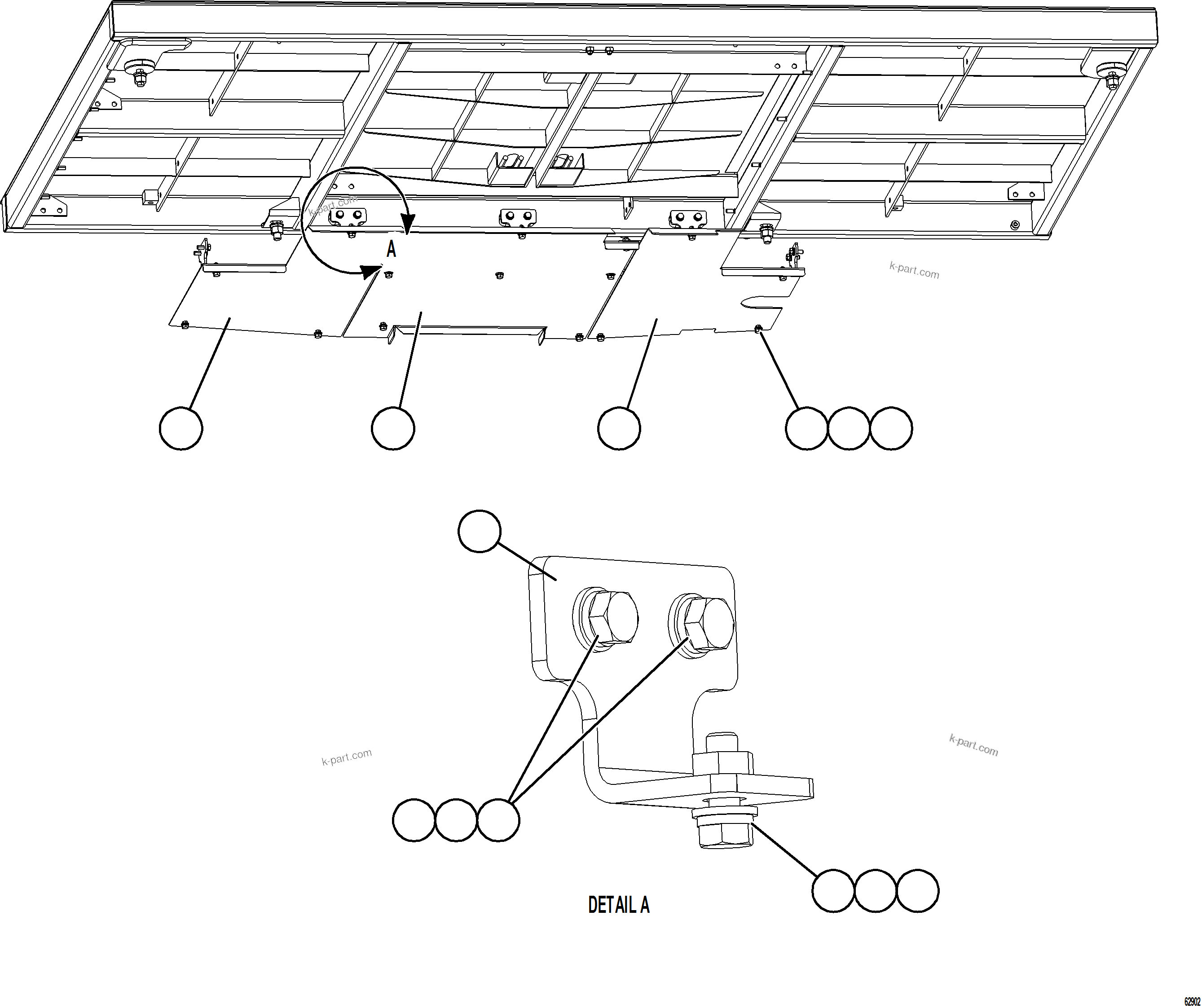 Komatsu parts book diagram for AFE73-J 980E-4 S/N A40124 & A40131 - A40133 EPSA: CENTER DECK HEAT SHIELDS