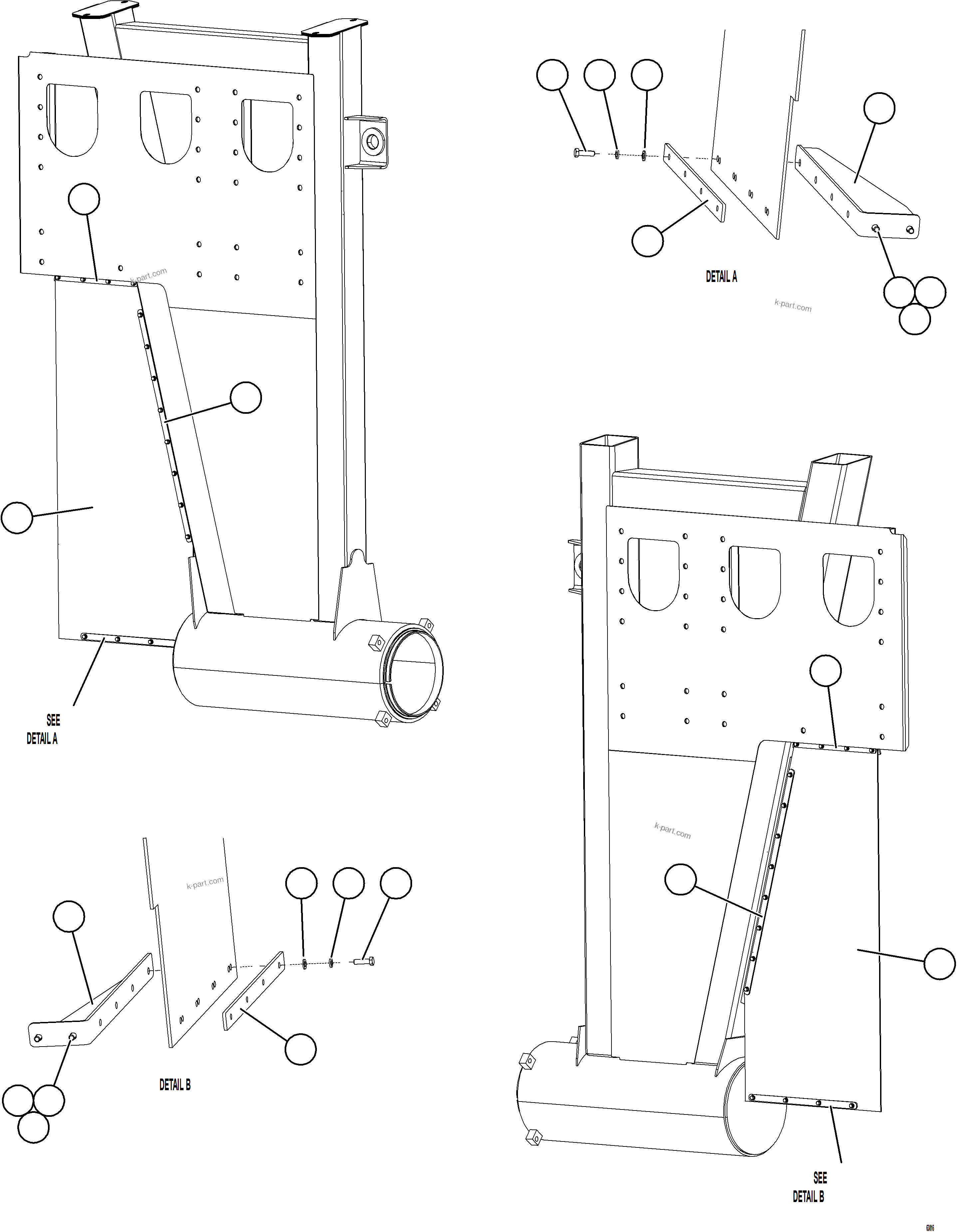Komatsu parts book diagram for AFE73-J 980E-4 S/N A40124 & A40131 - A40133 EPSA: FRONT PROTECTIVE COVERS & MUD FLAPS