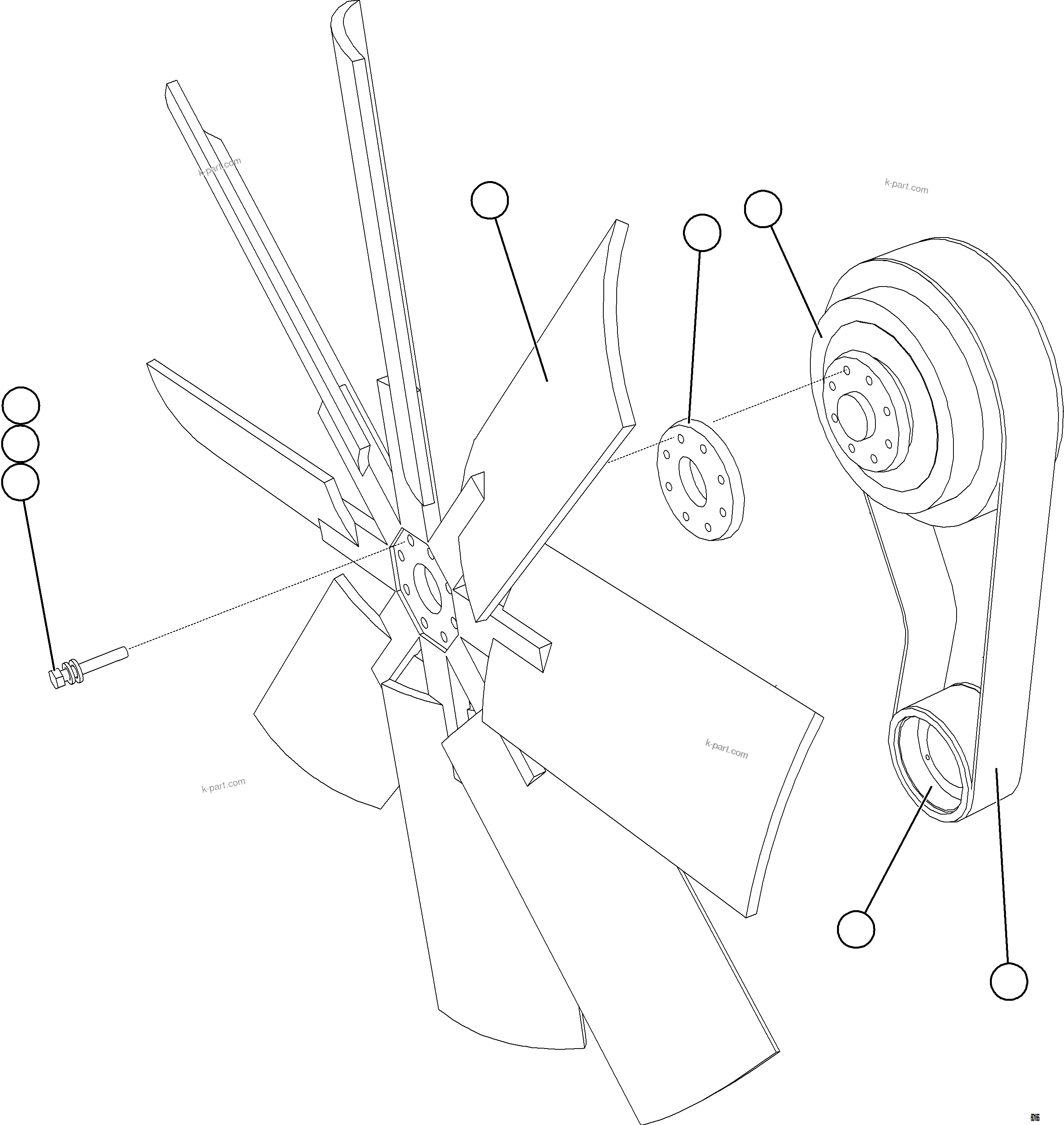 Komatsu parts book diagram for AFE73-J 980E-4 S/N A40124 & A40131 - A40133 EPSA: FAN & FAN DRIVE