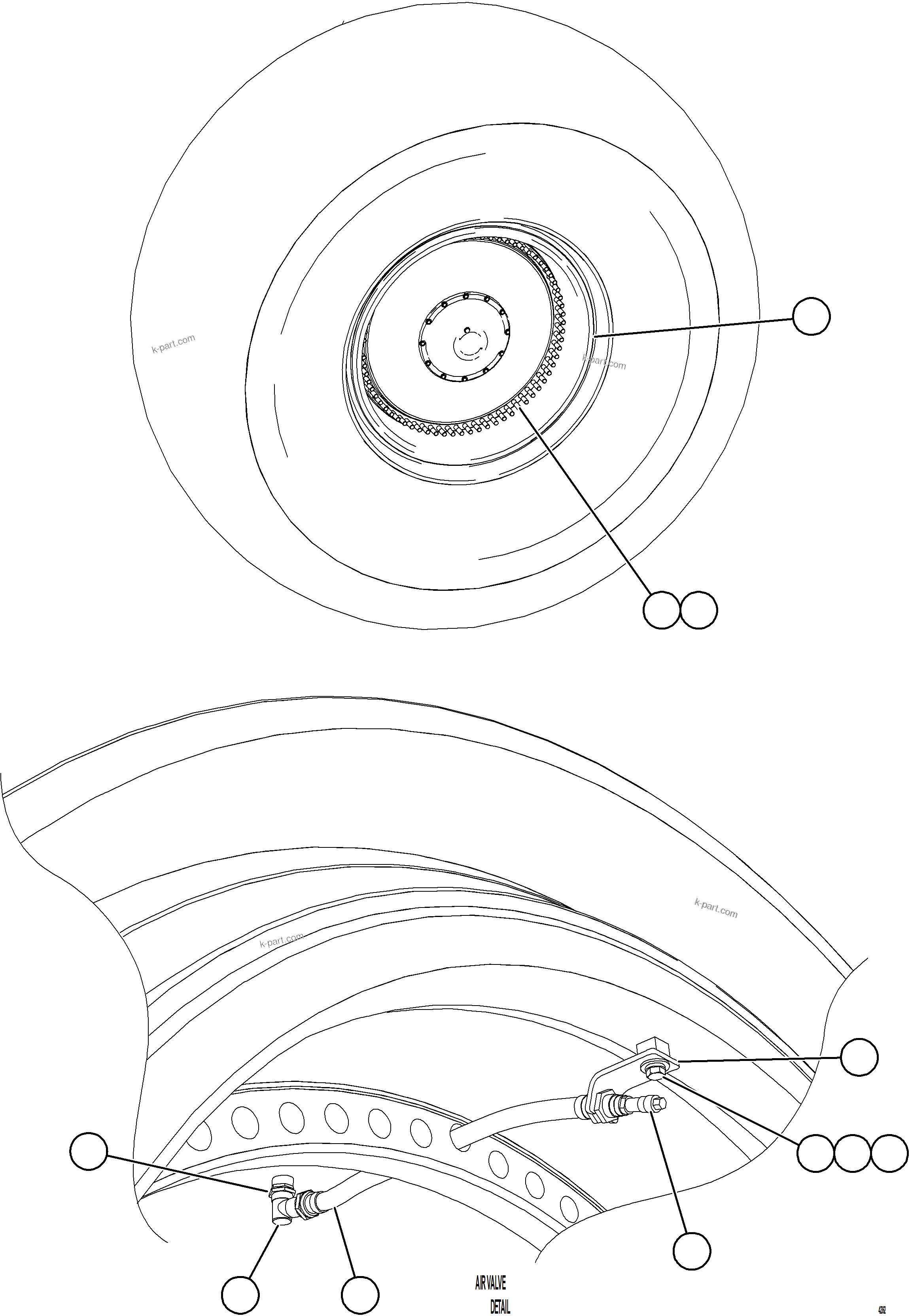 Komatsu parts book diagram for AFE73-J 980E-4 S/N A40124 & A40131 - A40133 EPSA: FRONT WHEEL INSTALLATION