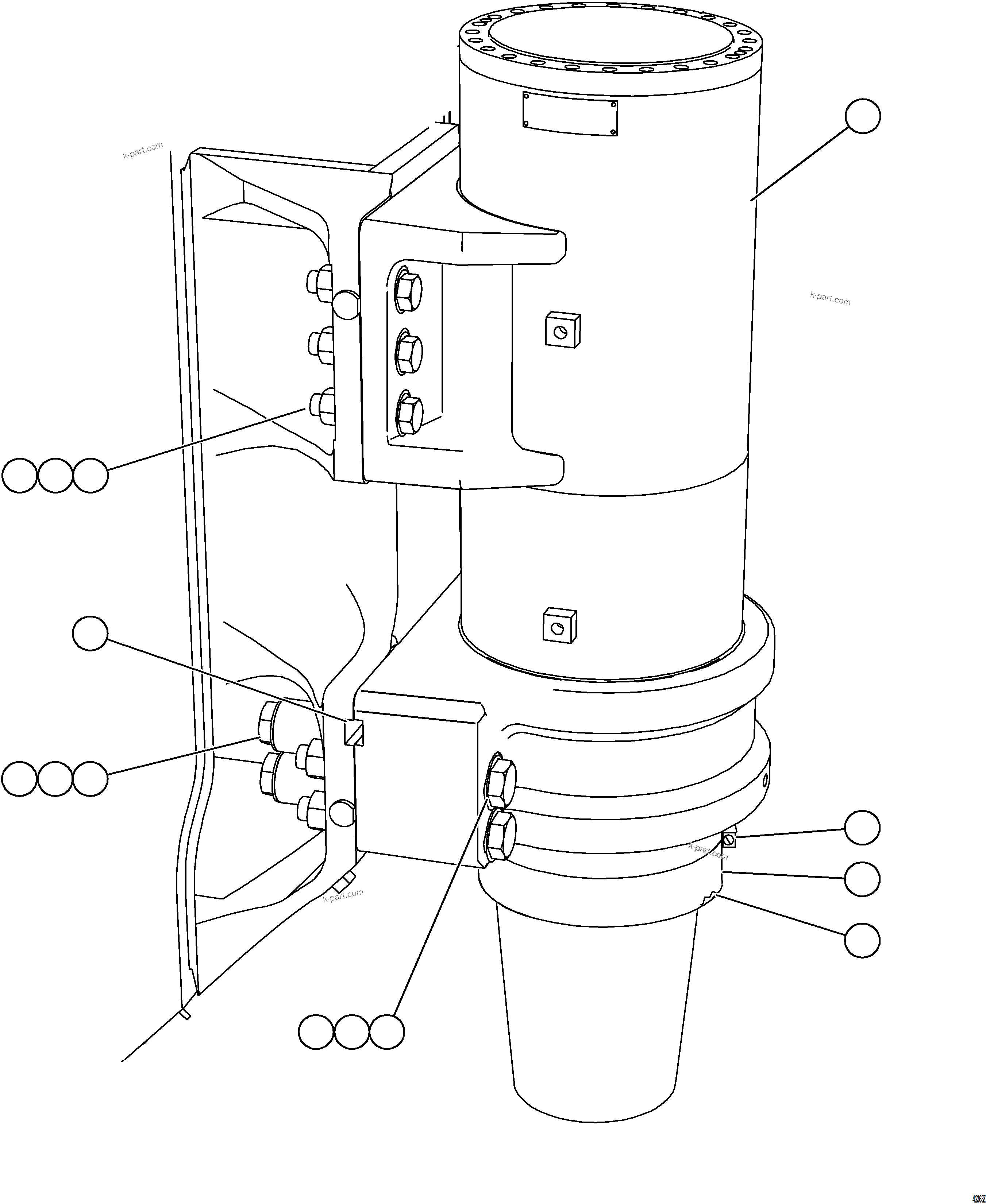Komatsu parts book diagram for AFE73-J 980E-4 S/N A40124 & A40131 - A40133 EPSA: FRONT SUSPENSION INSTALLATION