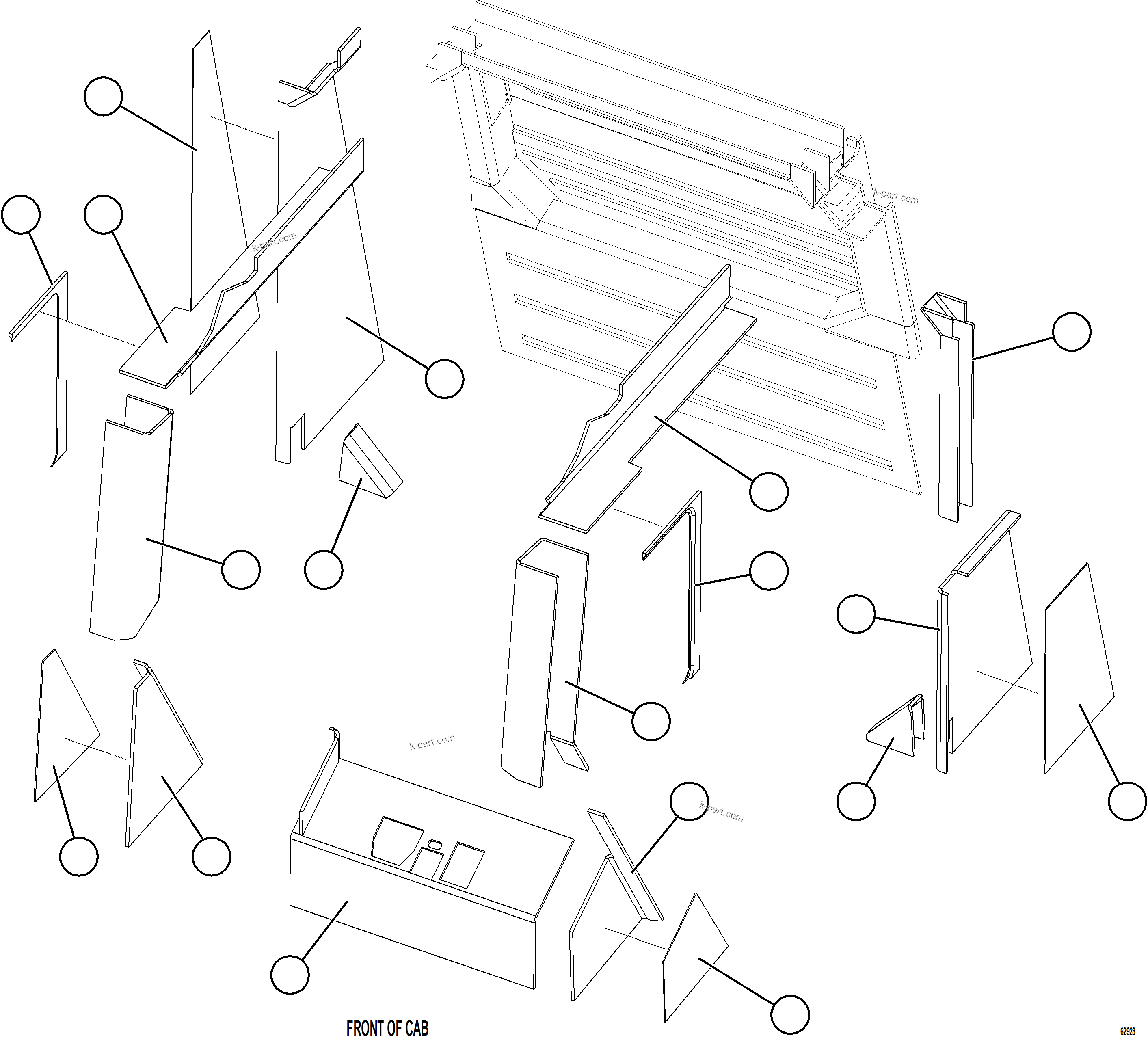 Komatsu parts book diagram for AFE73-J 980E-4 S/N A40124 & A40131 - A40133 EPSA: CAB VINYL    2/2