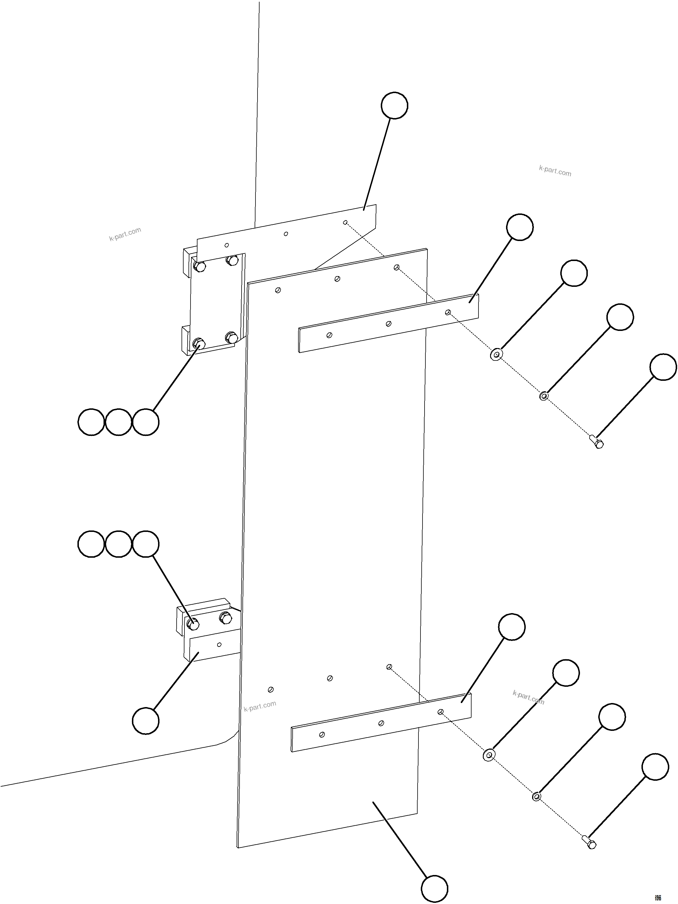 Komatsu parts book diagram for AFE73-J 980E-4 S/N A40124 & A40131 - A40133 EPSA: FUEL TANK MUD FLAPS    1/2