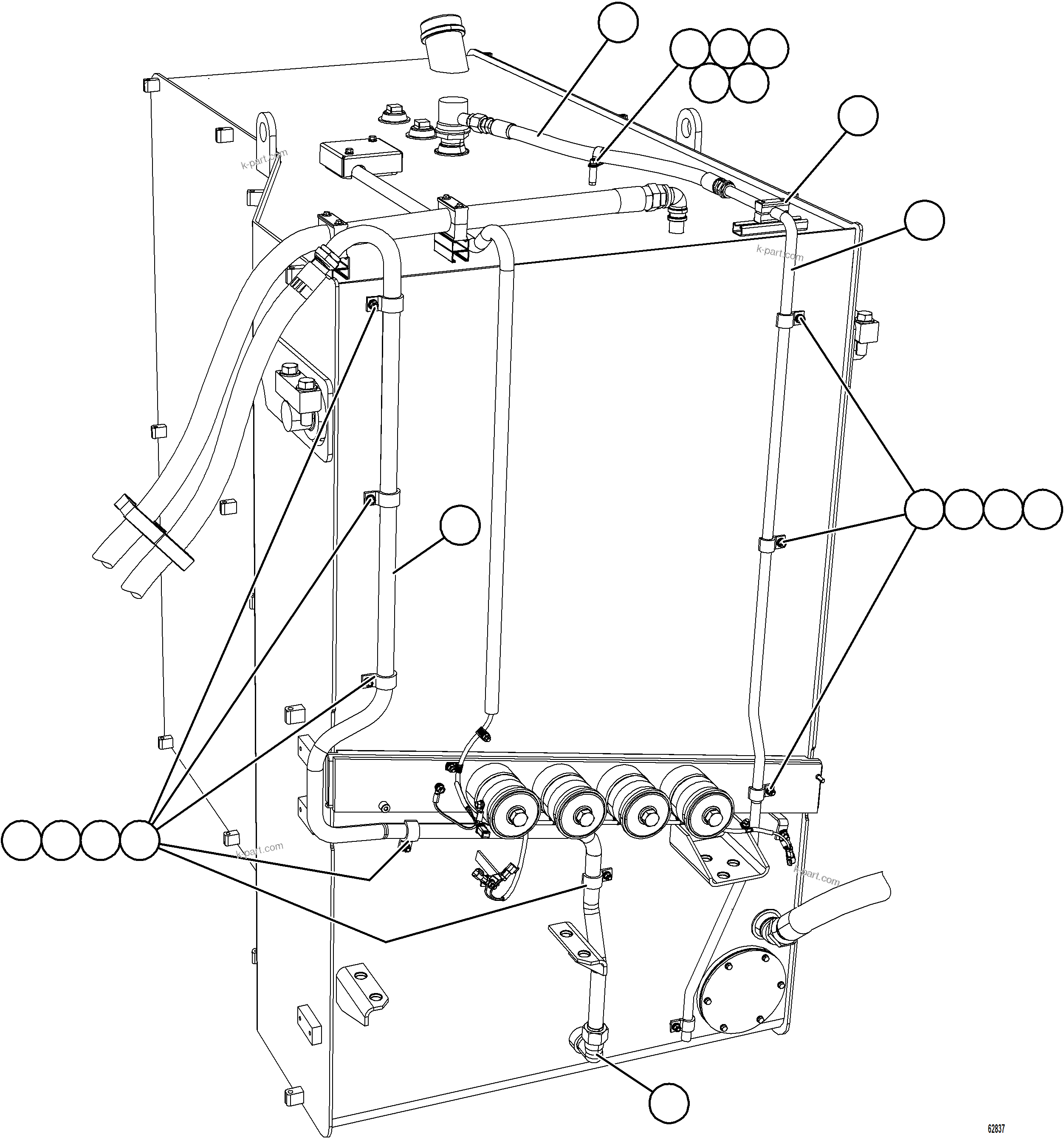 Komatsu parts book diagram for AFE73-J 980E-4 S/N A40124 & A40131 - A40133 EPSA: FUEL SYSTEM PIPING    2/3