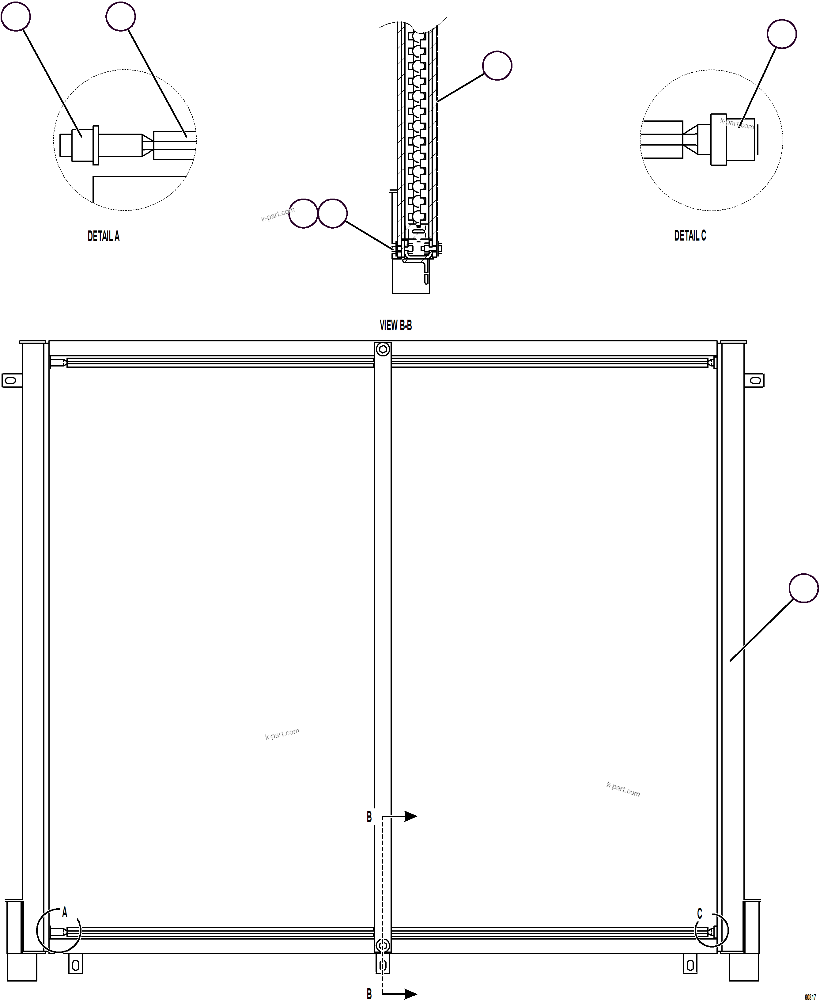 Komatsu parts book diagram for AFE73-J 980E-4 S/N A40124 & A40131 - A40133 EPSA: FUEL COOLER ASSEMBLY    58B-03-00120