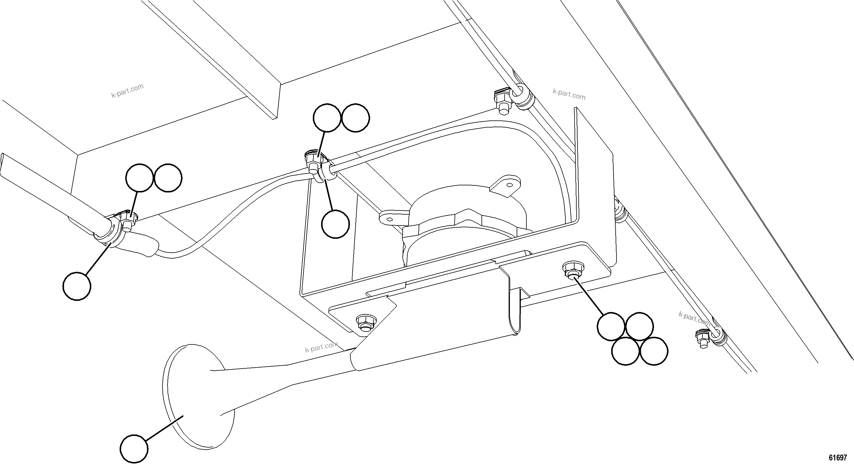 Komatsu parts book diagram for AFE73-J 980E-4 S/N A40124 & A40131 - A40133 EPSA: HORN INSTALLATION