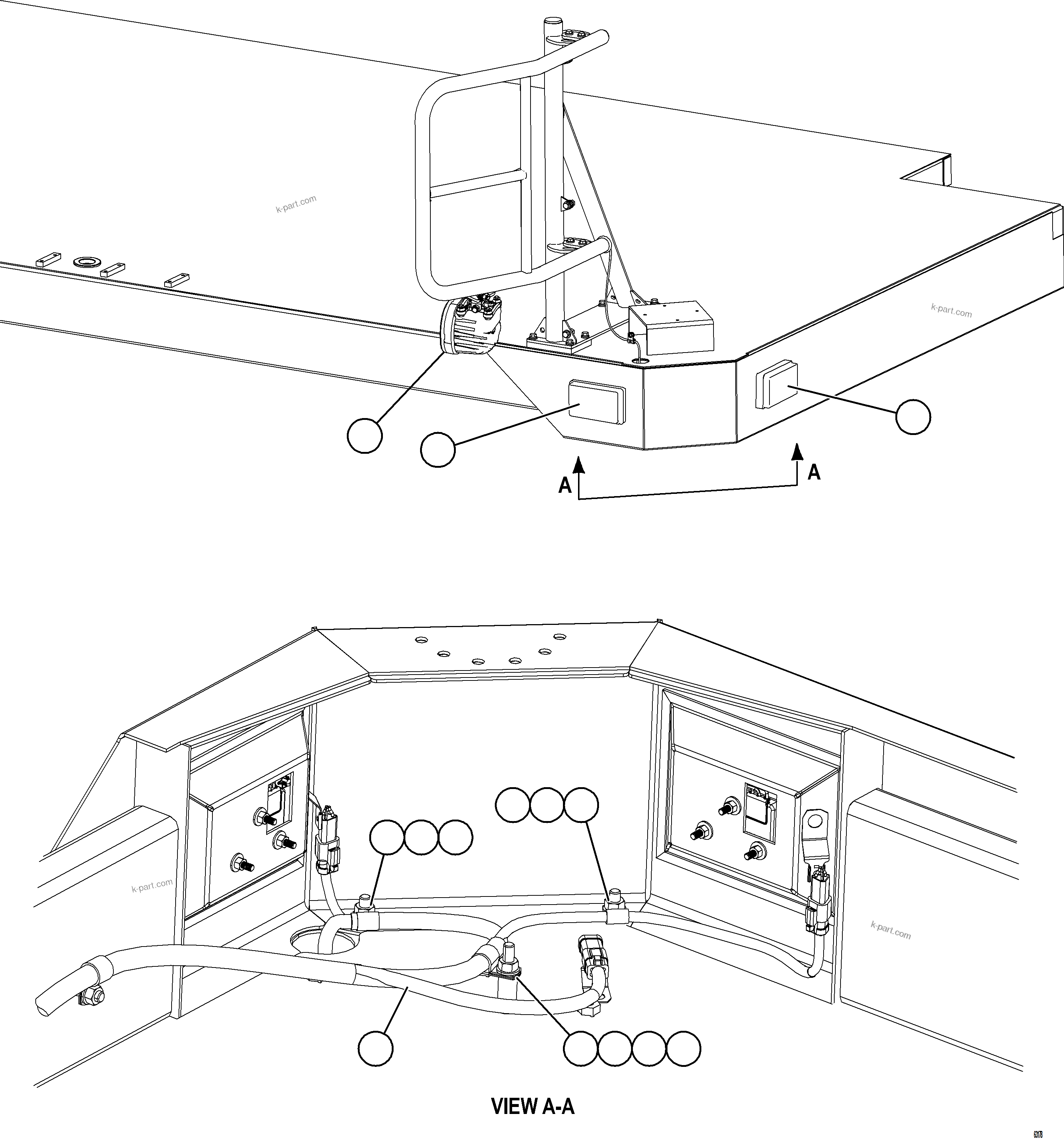 Komatsu parts book diagram for AFE73-J 980E-4 S/N A40124 & A40131 - A40133 EPSA: RH DECK LIGHTS