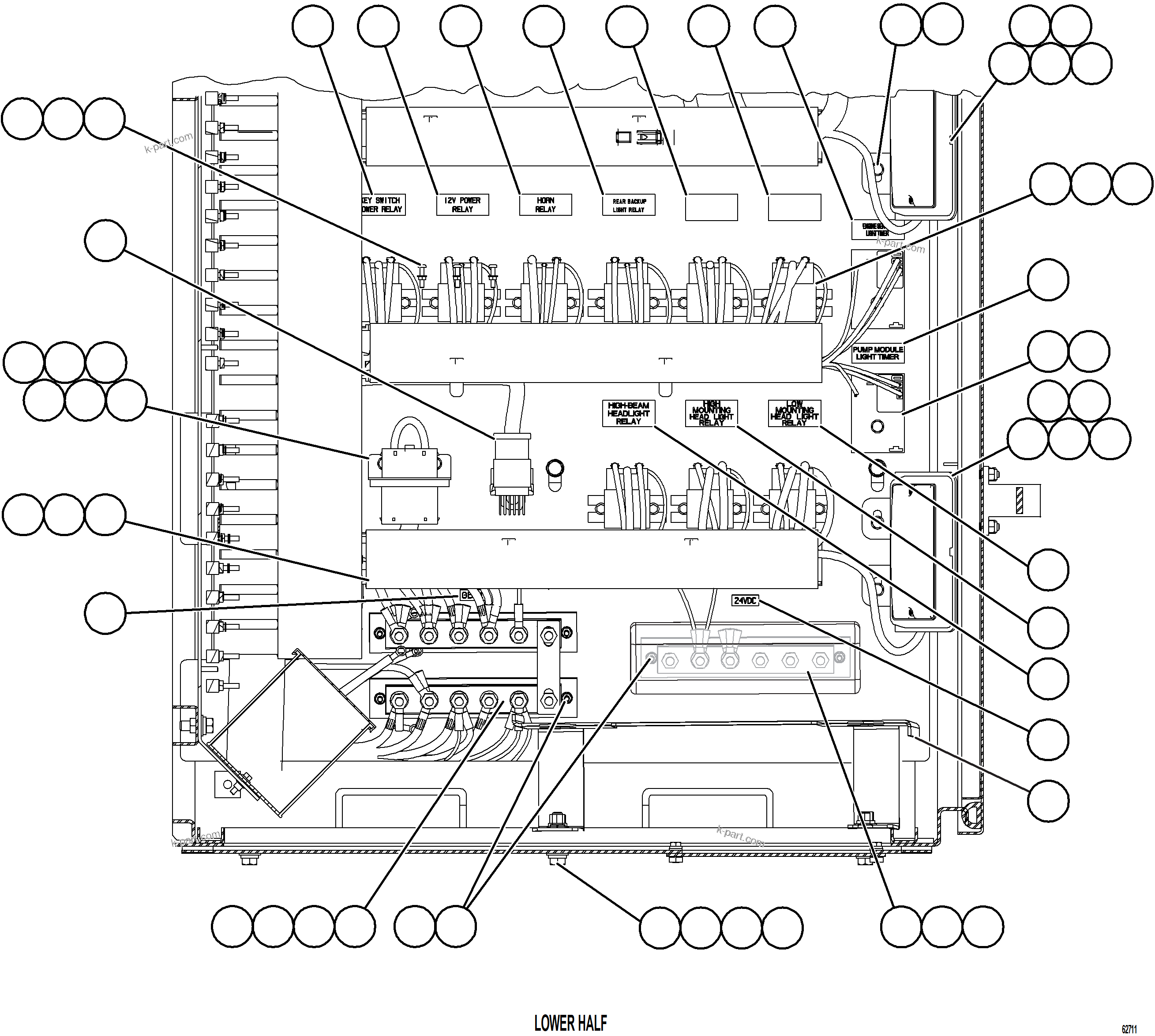 Komatsu parts book diagram for AFE73-J 980E-4 S/N A40124 & A40131 - A40133 EPSA: AUXILIARY CONTROL CABINET COMPONENTS - RH WALL 2/2