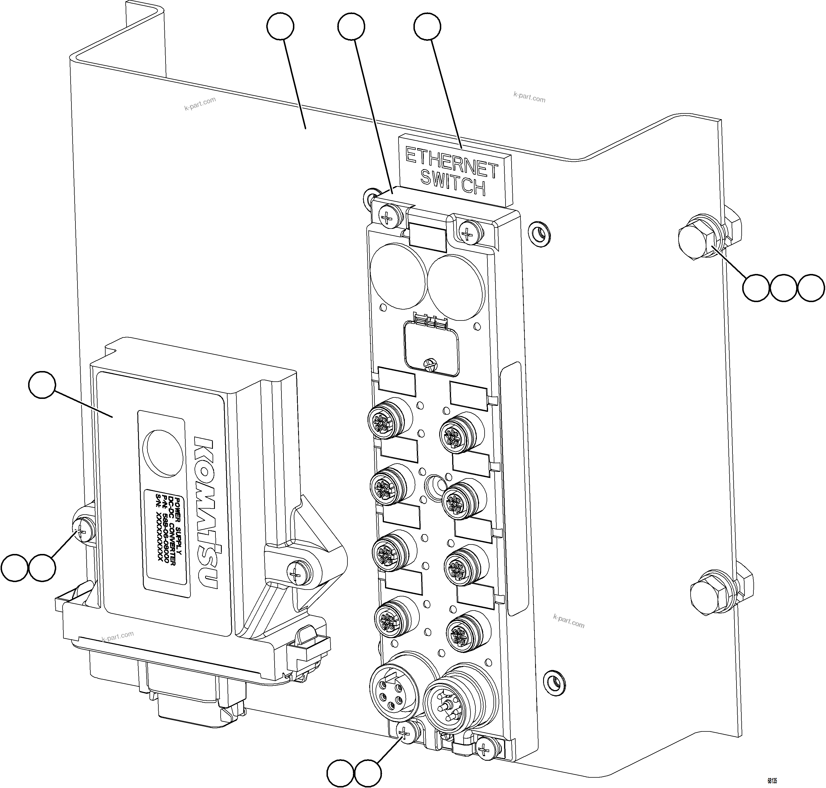Komatsu parts book diagram for AFE73-J 980E-4 S/N A40124 & A40131 - A40133 EPSA: ETHERNET MOUNTING ASSEMBLY