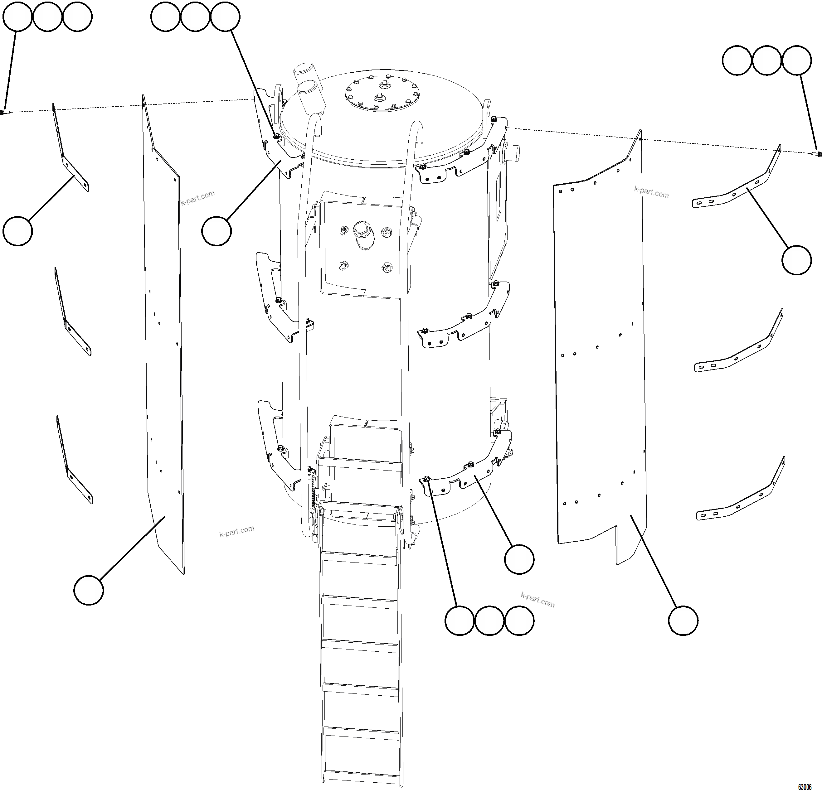 Komatsu parts book diagram for AFE73-J 980E-4 S/N A40124 & A40131 - A40133 EPSA: HYDRAULIC TANK MUD FLAPS    2/2
