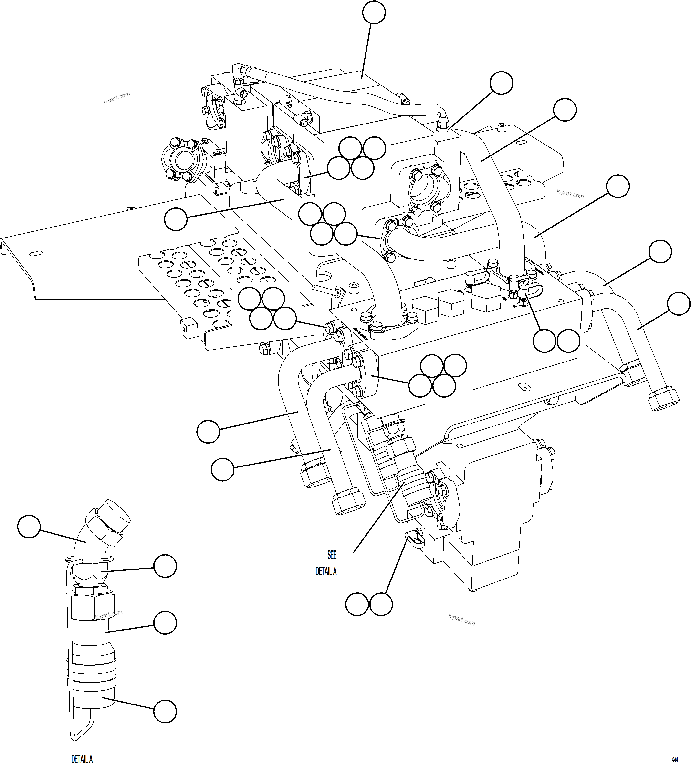 Komatsu parts book diagram for AFE73-J 980E-4 S/N A40124 & A40131 - A40133 EPSA: PUMP MODULE    1/3