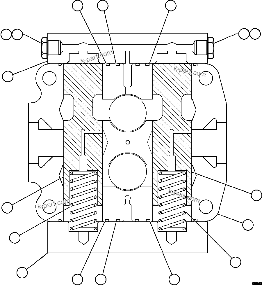 Komatsu parts book diagram for AFE73-J 980E-4 S/N A40124 & A40131 - A40133 EPSA: SPOOL SECTION ASSEMBLY - TANK    BF3050