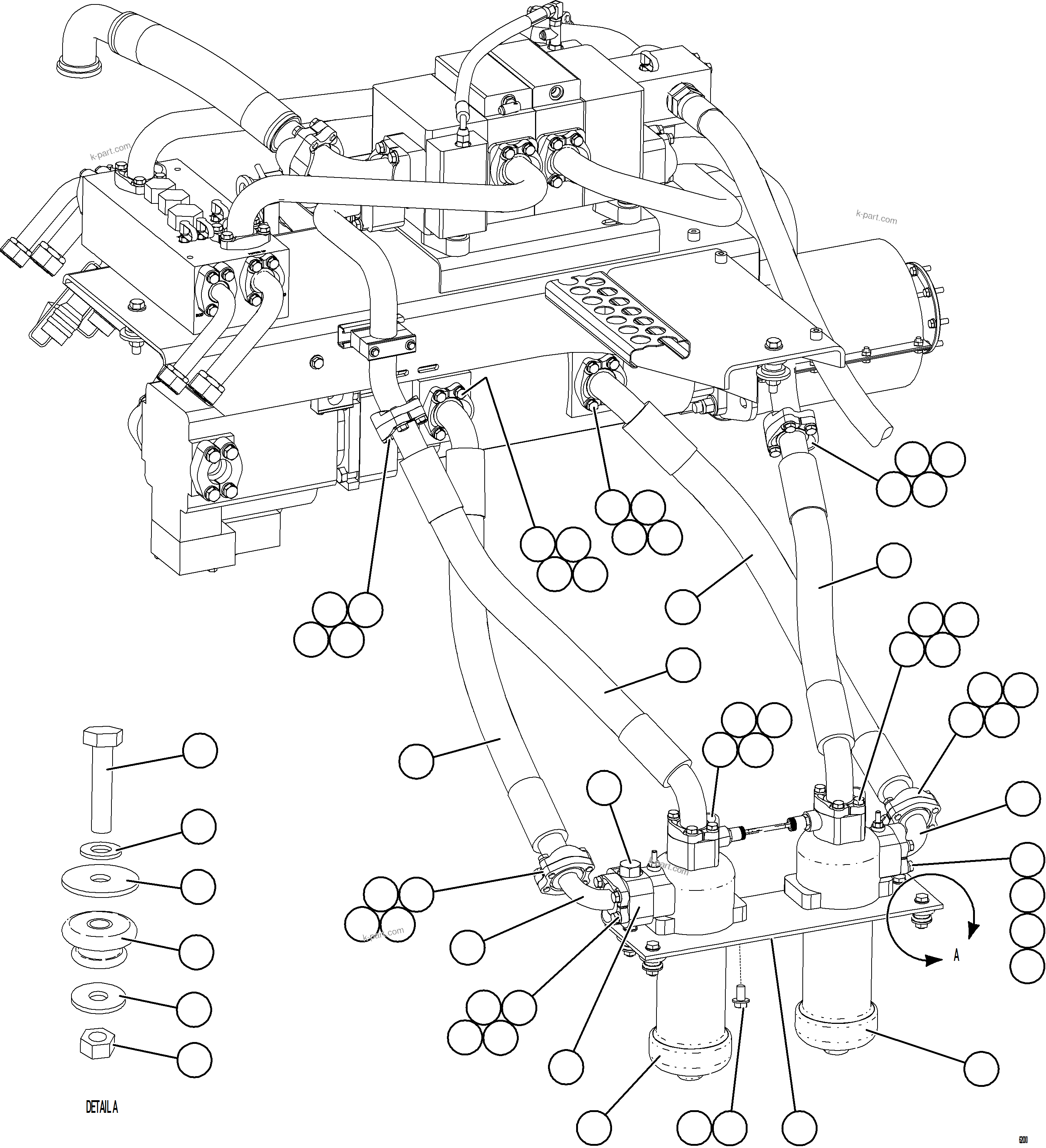 Komatsu parts book diagram for AFE73-J 980E-4 S/N A40124 & A40131 - A40133 EPSA: PUMP MODULE - BRAKE COOLING & HOIST    2/2