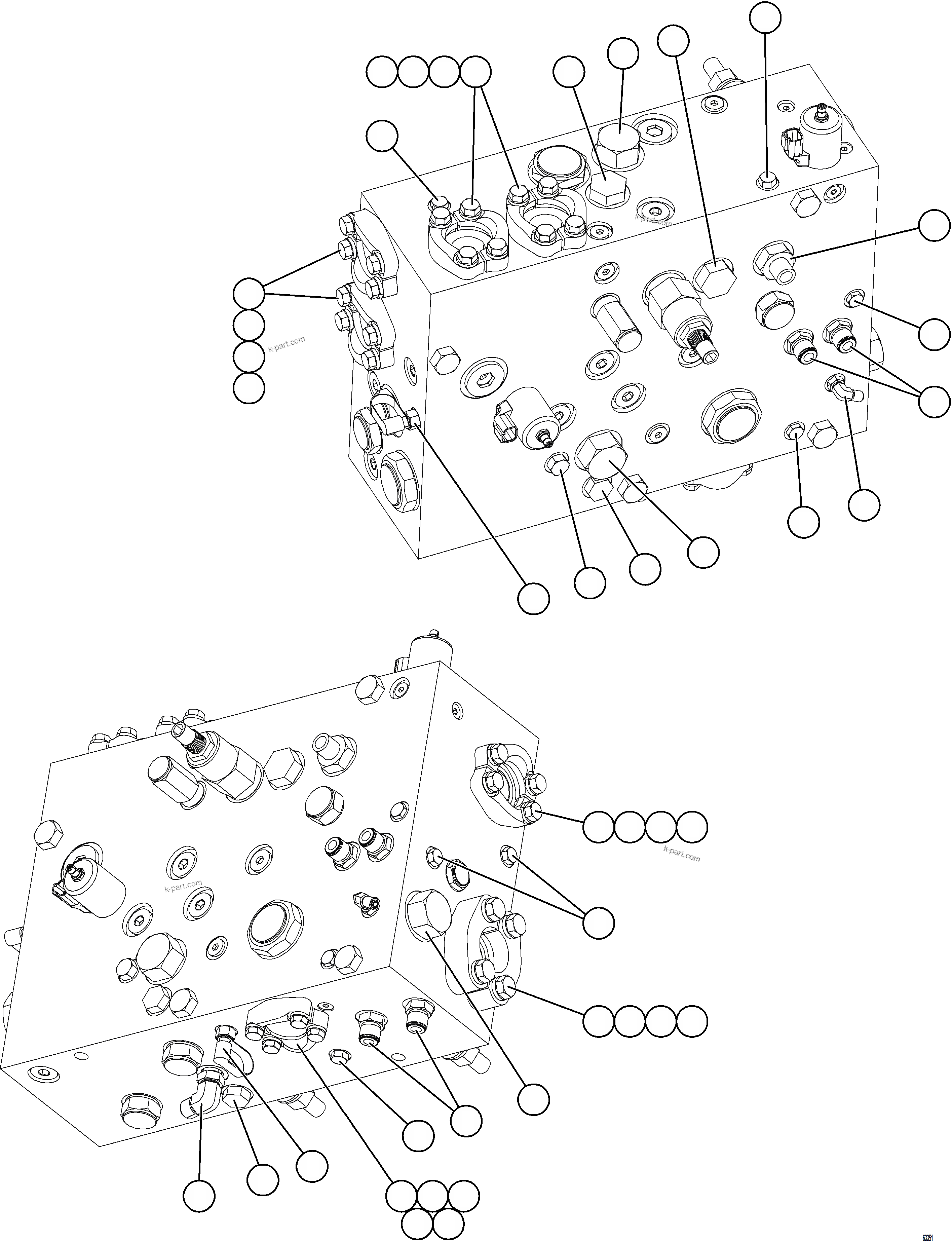 Komatsu parts book diagram for AFE73-J 980E-4 S/N A40124 & A40131 - A40133 EPSA: BLEED DOWN MANIFOLD PIPING