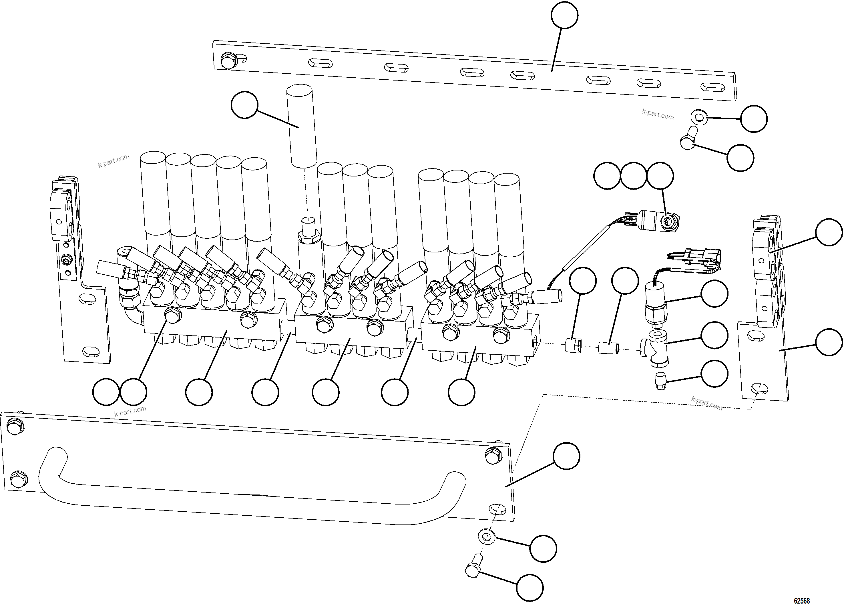 Komatsu parts book diagram for AFE73-J 980E-4 S/N A40124 & A40131 - A40133 EPSA: AUTOMATIC LUBRICATION - REAR INJECTORS