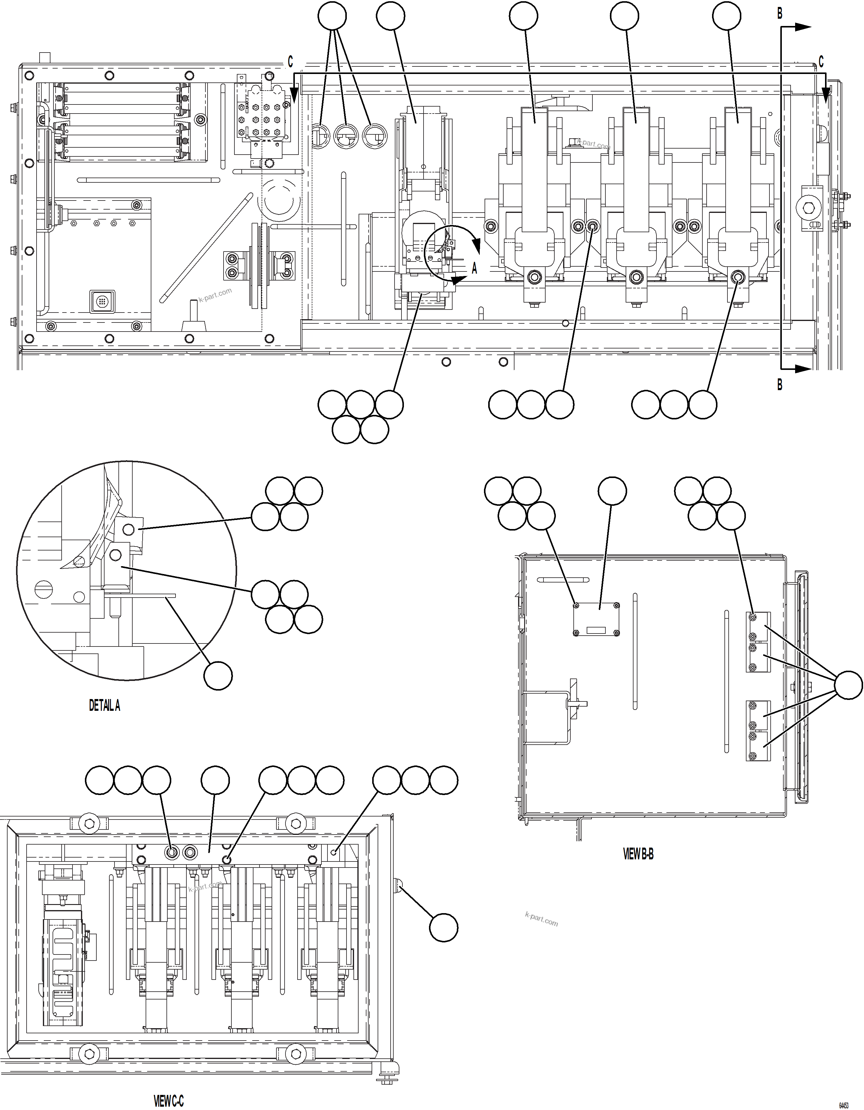 Komatsu parts book diagram for AFE73-J 980E-4 S/N A40124 & A40131 - A40133 EPSA: CONTROL CABINET - CONTACTOR BOX  2/2  58B-43-00700
