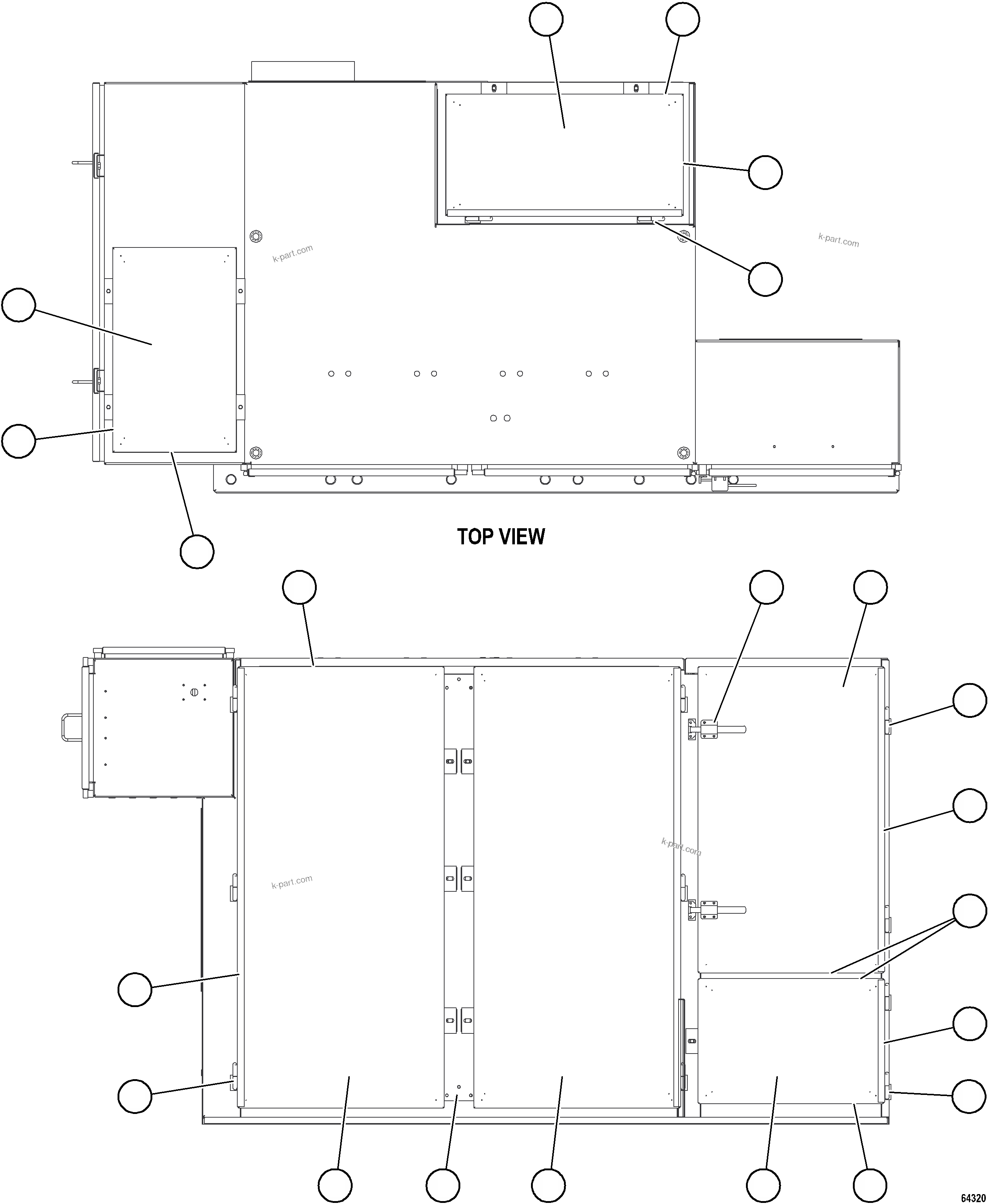 Komatsu parts book diagram for AFE73-J 980E-4 S/N A40124 & A40131 - A40133 EPSA: CONTROL CABINET - DOORS & COVERS    1/2