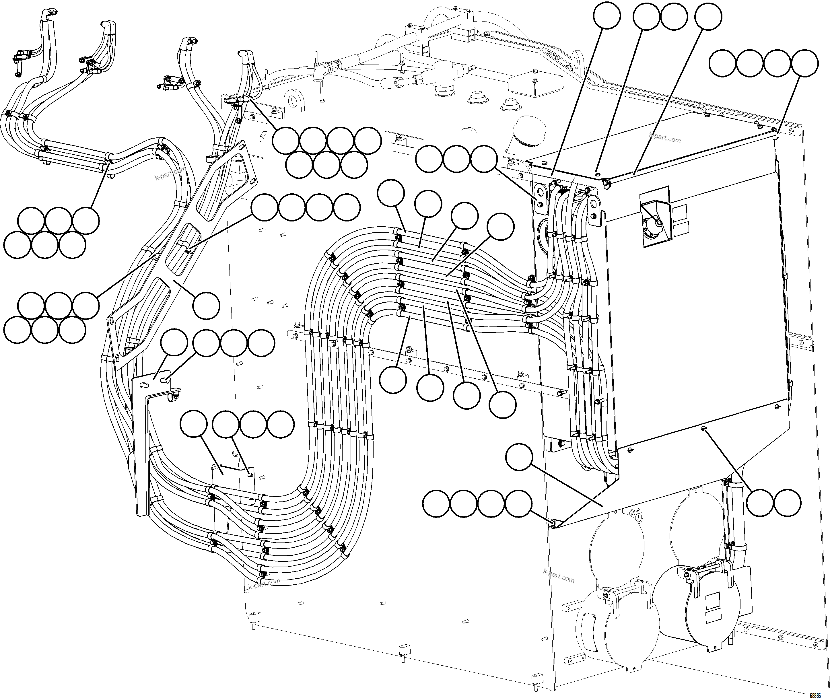 Komatsu parts book diagram for AFE75-B 980E-5 S/N A50006 - A50007 TECK: DEF TANK RETURN AND SUPPLY PIPING