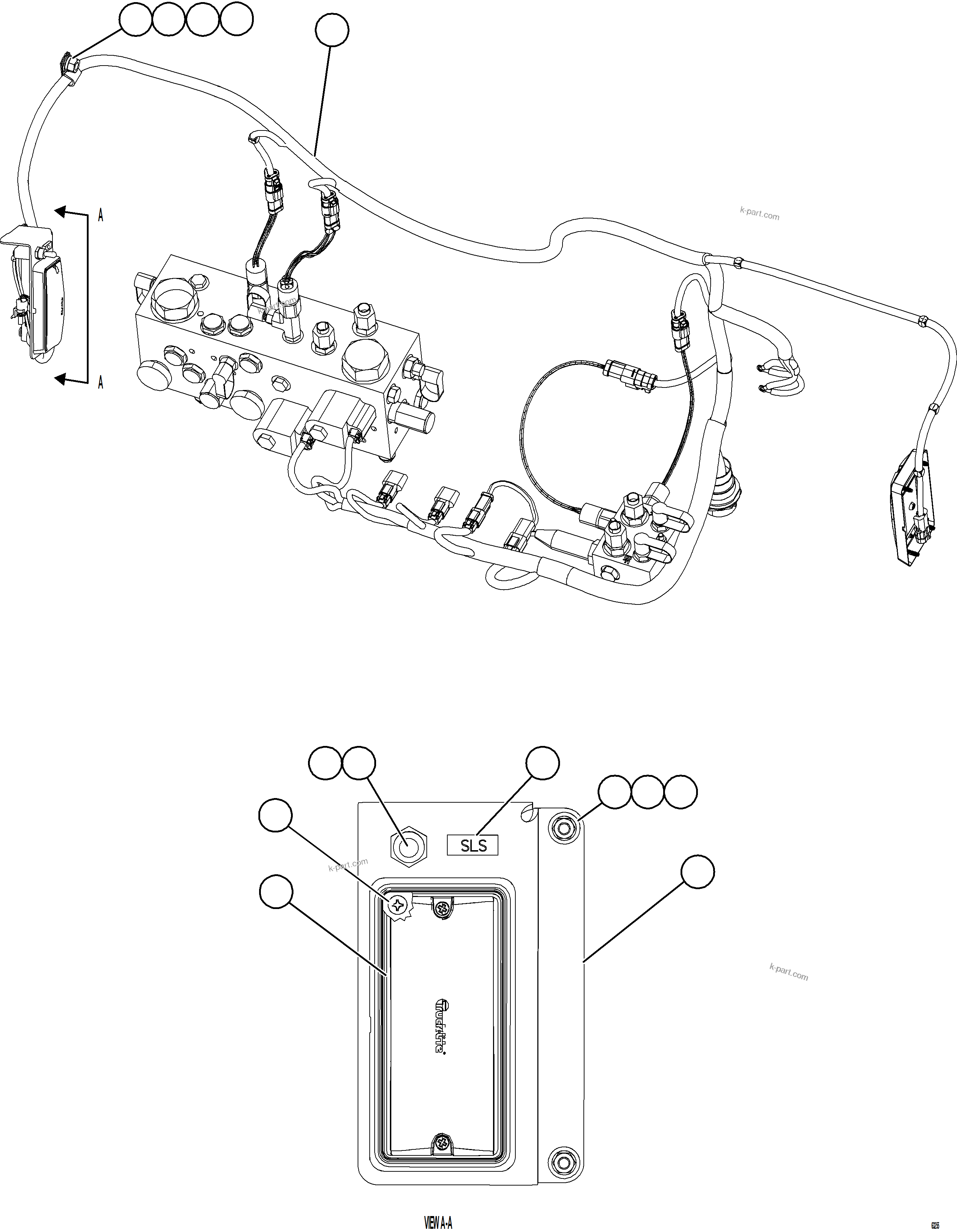 Komatsu parts book diagram for AFE75-B 980E-5 S/N A50006 - A50007 TECK: HYDRAULIC BRAKE CABINET INTERNAL WIRING