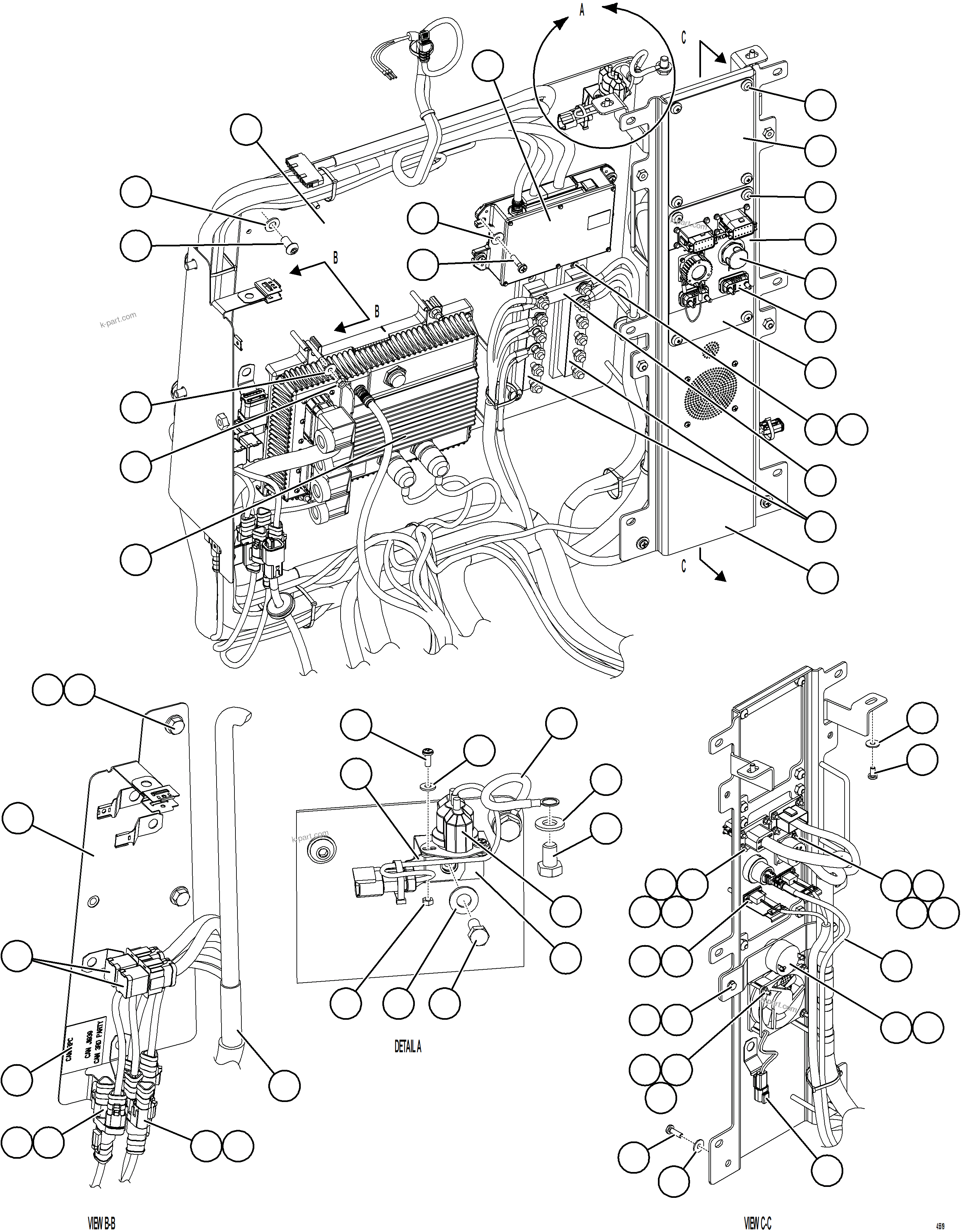 Komatsu parts book diagram for AFE75-B 980E-5 S/N A50006 - A50007 TECK: INTERNAL CAB WIRING    1/2