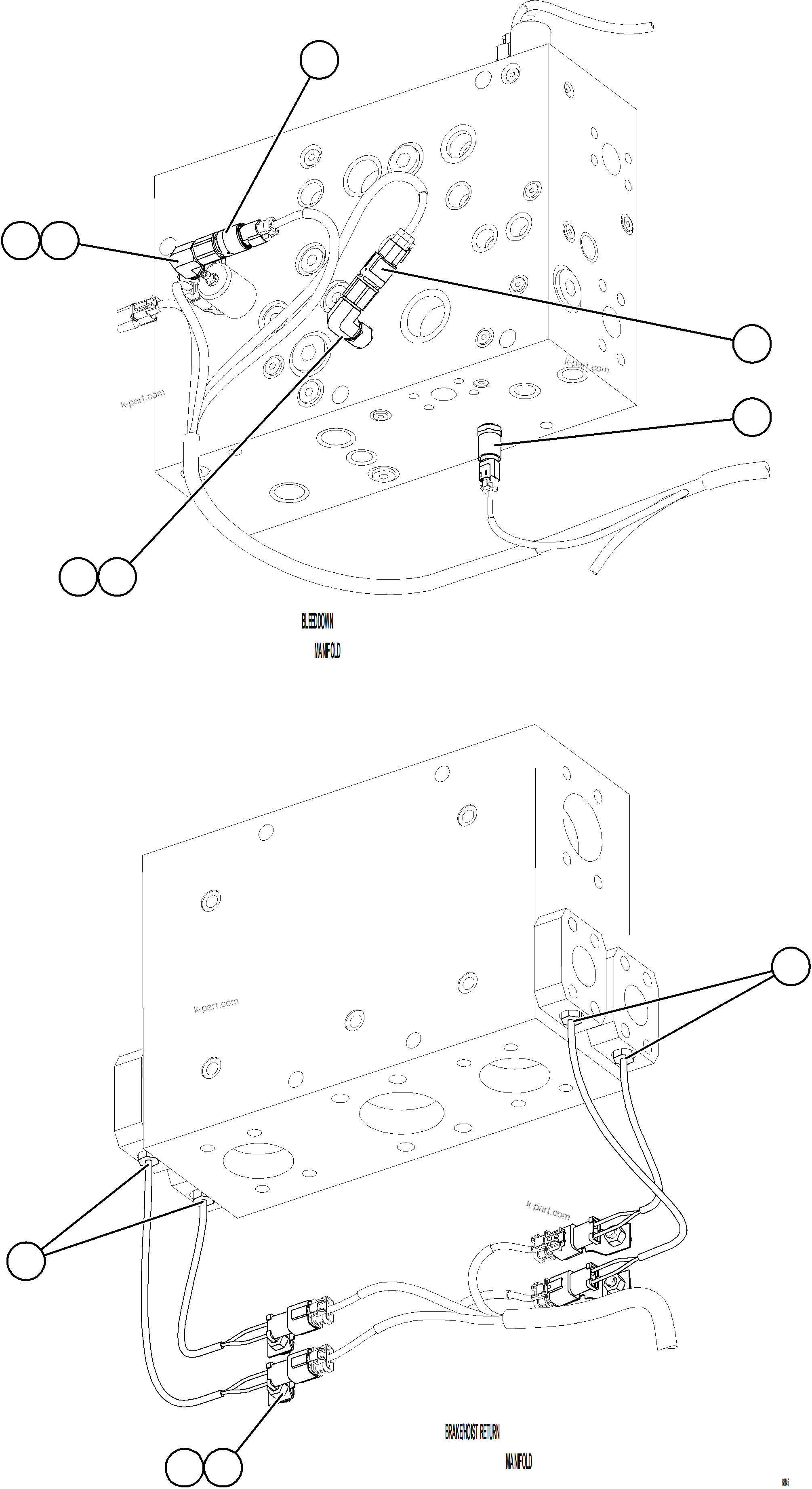 Komatsu parts book diagram for AFE75-B 980E-5 S/N A50006 - A50007 TECK: MANIFOLD SWITCHES & SENSORS
