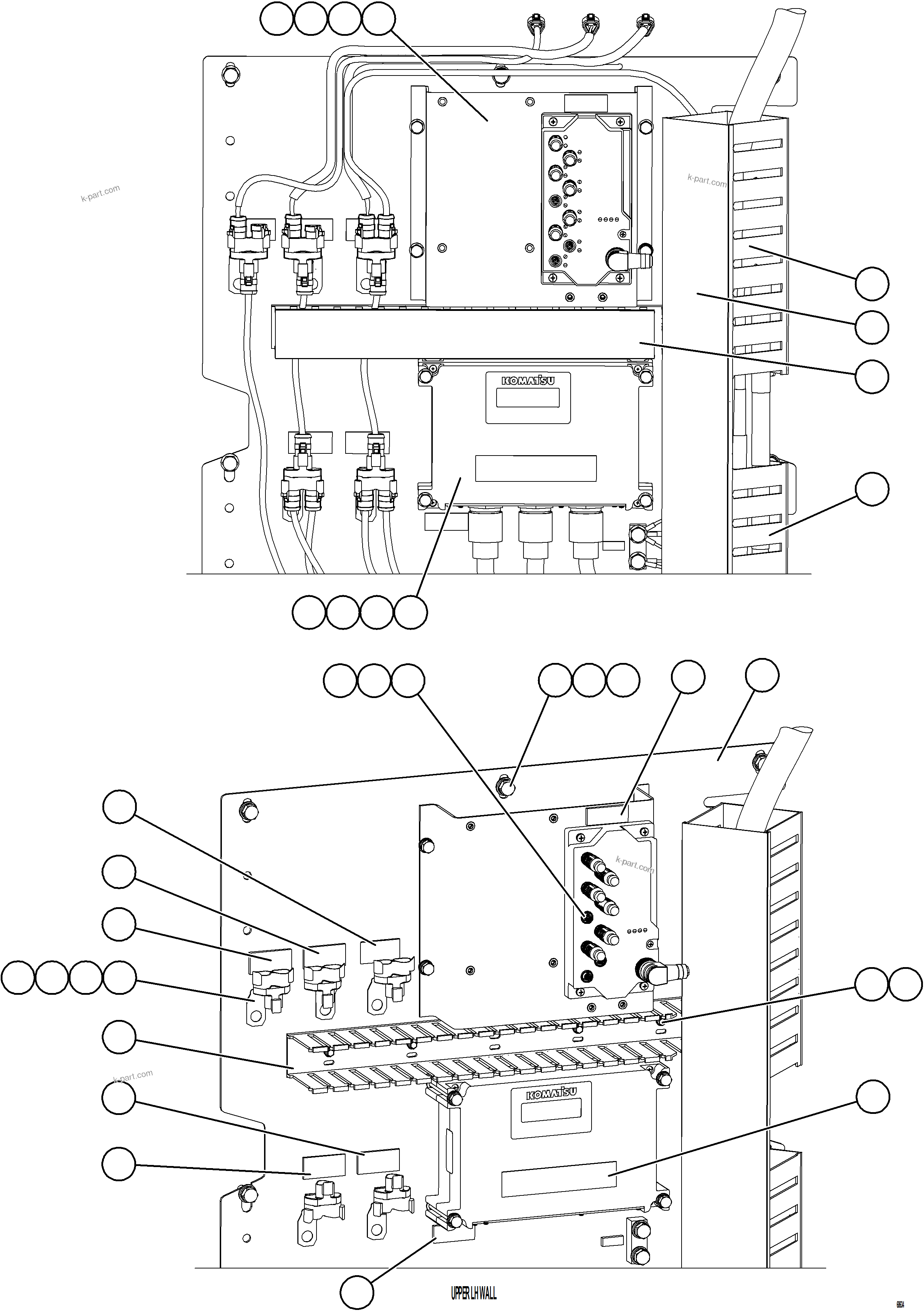 Komatsu parts book diagram for AFE75-B 980E-5 S/N A50006 - A50007 TECK: AUXILIARY CTRL CABINET COMPONENTS - LH WALL    1/2