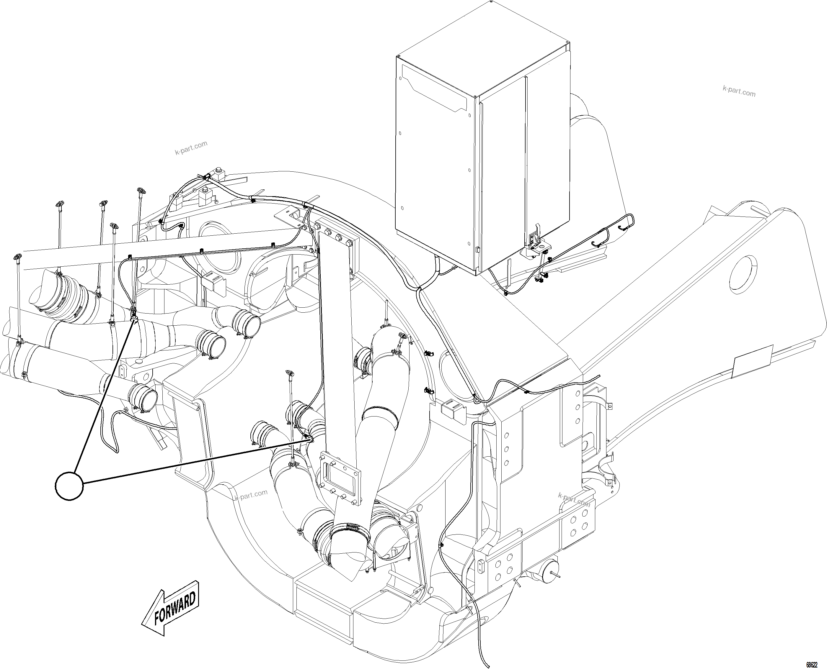 Komatsu parts book diagram for AFE75-B 980E-5 S/N A50006 - A50007 TECK: AIR INTAKE PRESSURE SWITCH INSTALLATION