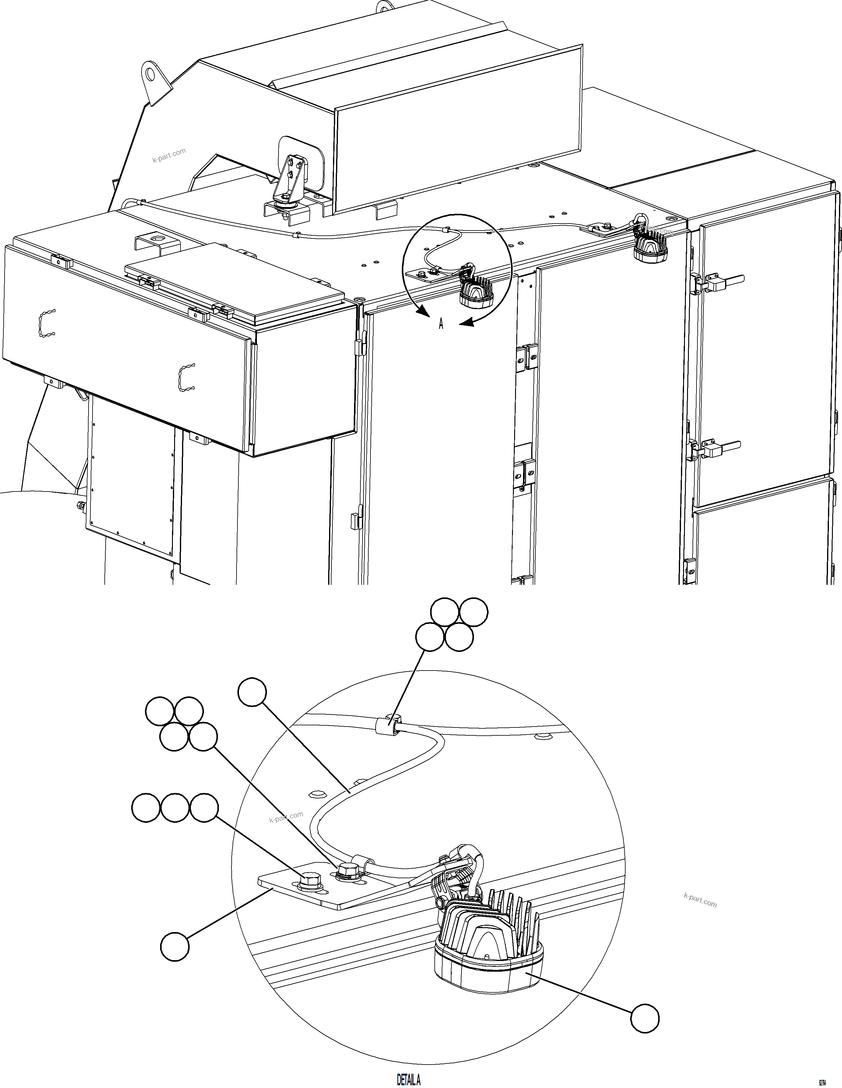 Komatsu parts book diagram for AFE75-B 980E-5 S/N A50006 - A50007 TECK: CONTROL CABINET SERVICE LIGHTS