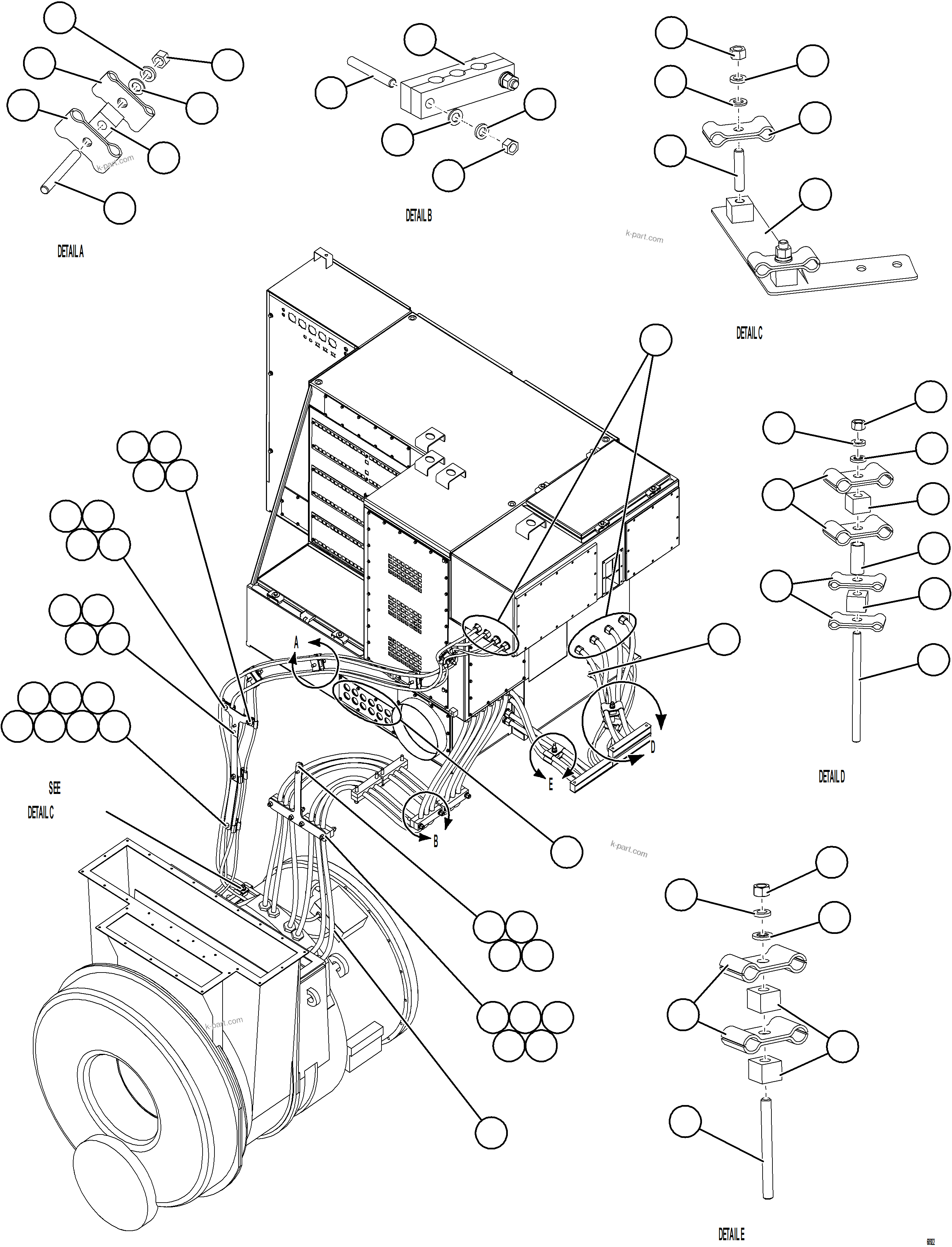 Komatsu parts book diagram for AFE75-B 980E-5 S/N A50006 - A50007 TECK: CONTROL CABINET EXTERNAL WIRING    2/2
