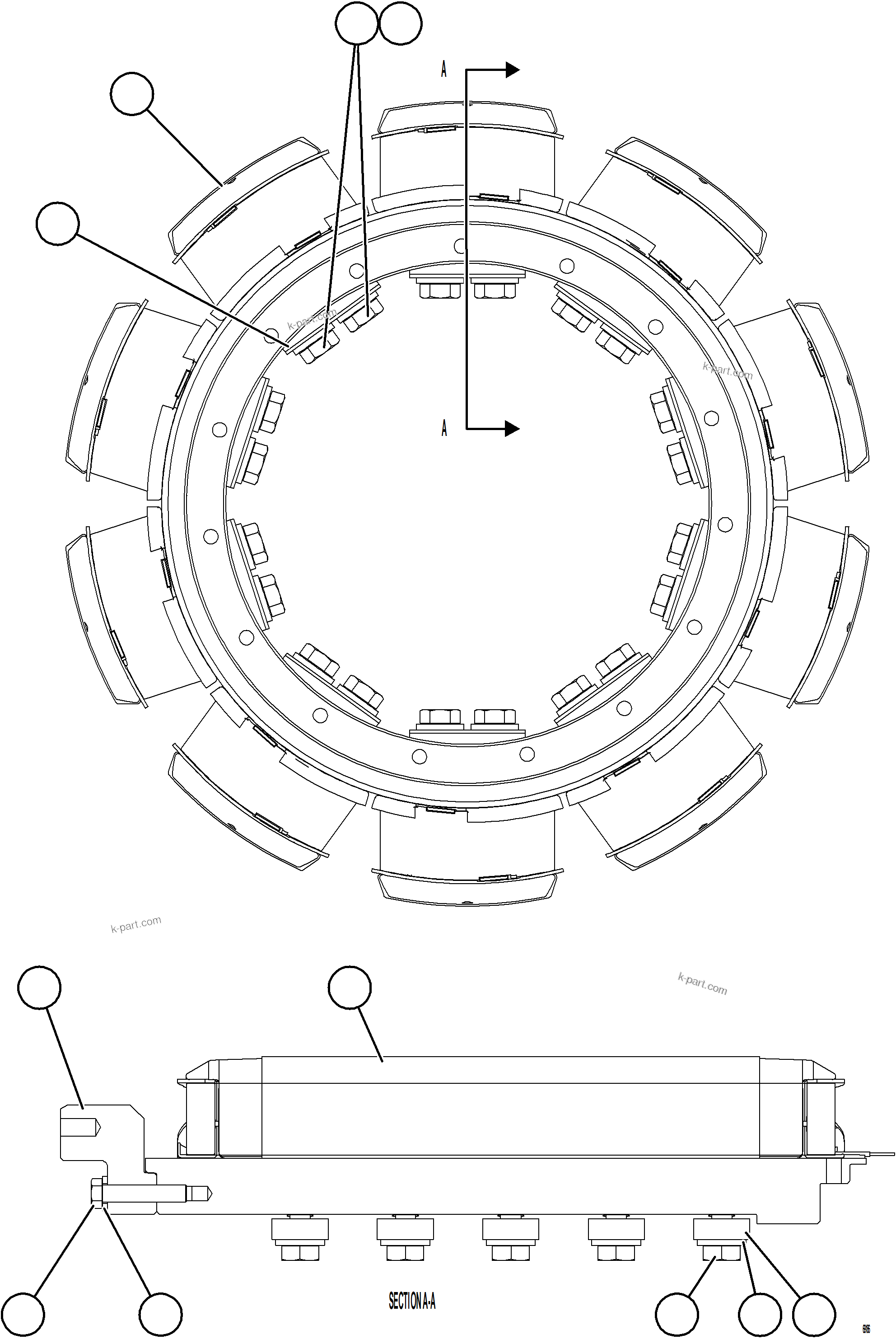 Komatsu parts book diagram for AFE75-B 980E-5 S/N A50006 - A50007 TECK: ALTERNATOR ROTOR ASSEMBLY    58B-06-07170    4/5