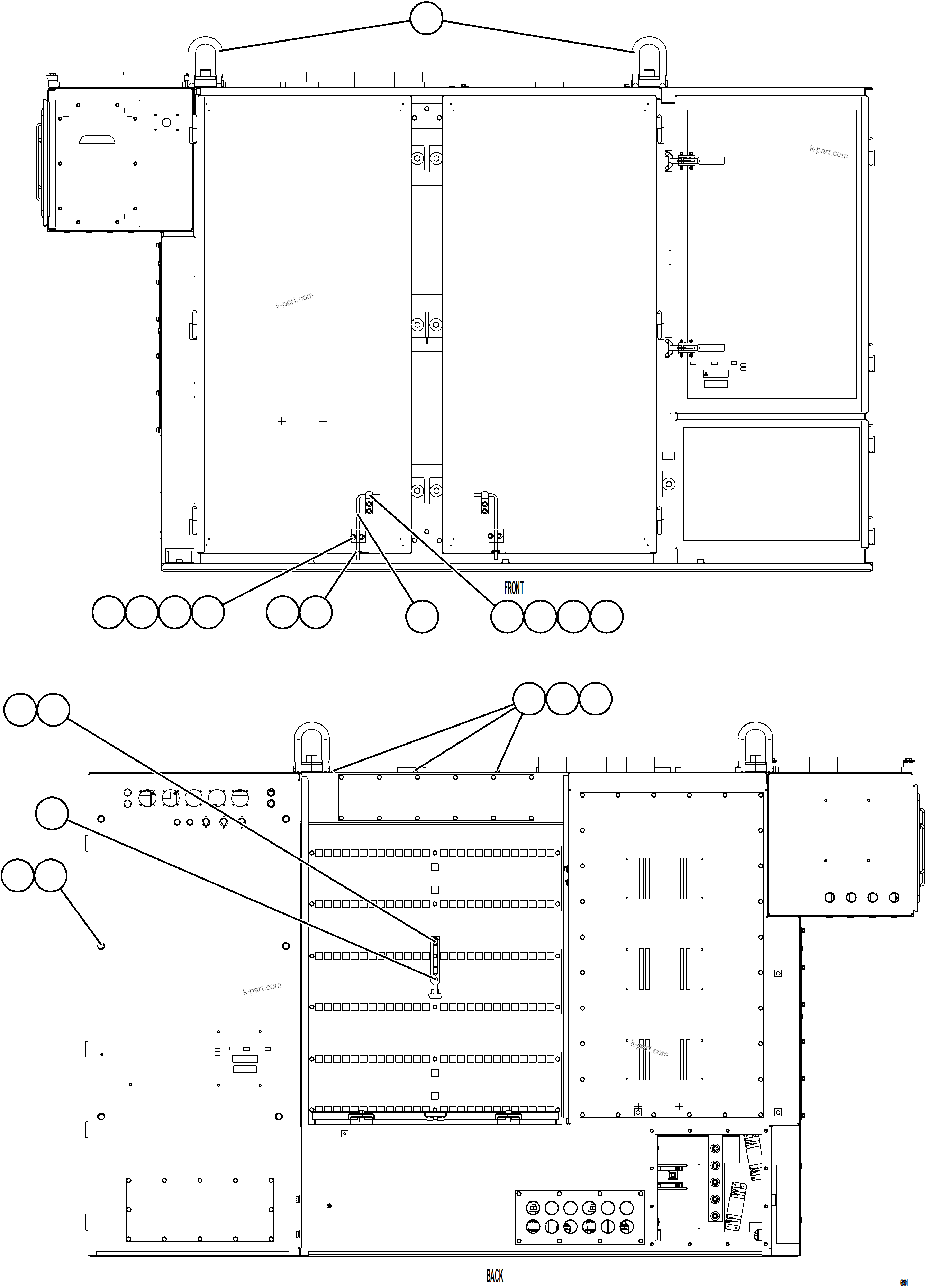 Komatsu parts book diagram for AFE75-B 980E-5 S/N A50006 - A50007 TECK: CONTROL CABINET    1/11    58F-43-00480