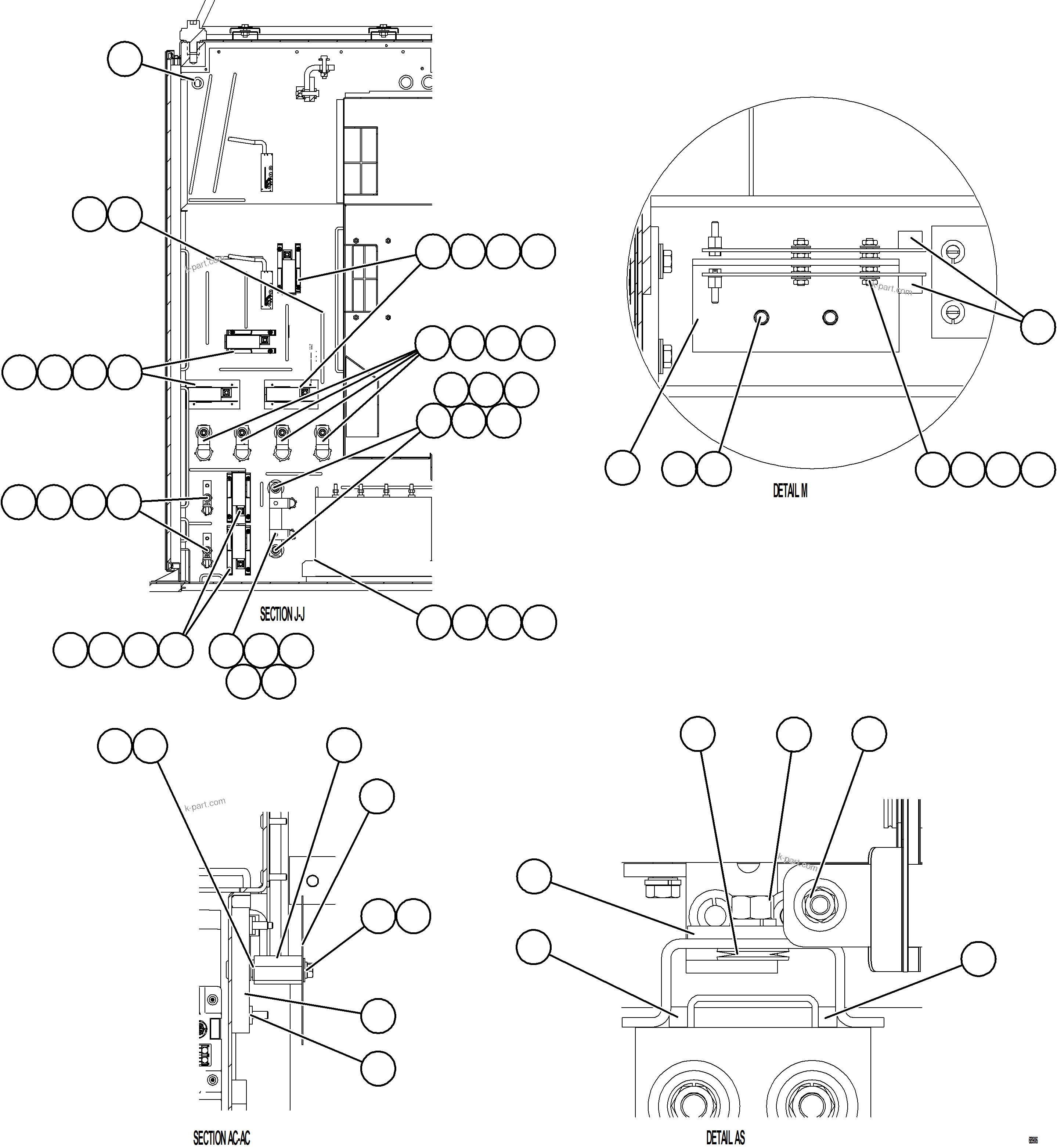 Komatsu parts book diagram for AFE75-B 980E-5 S/N A50006 - A50007 TECK: CONTROL CABINET    6/11    58F-43-00480