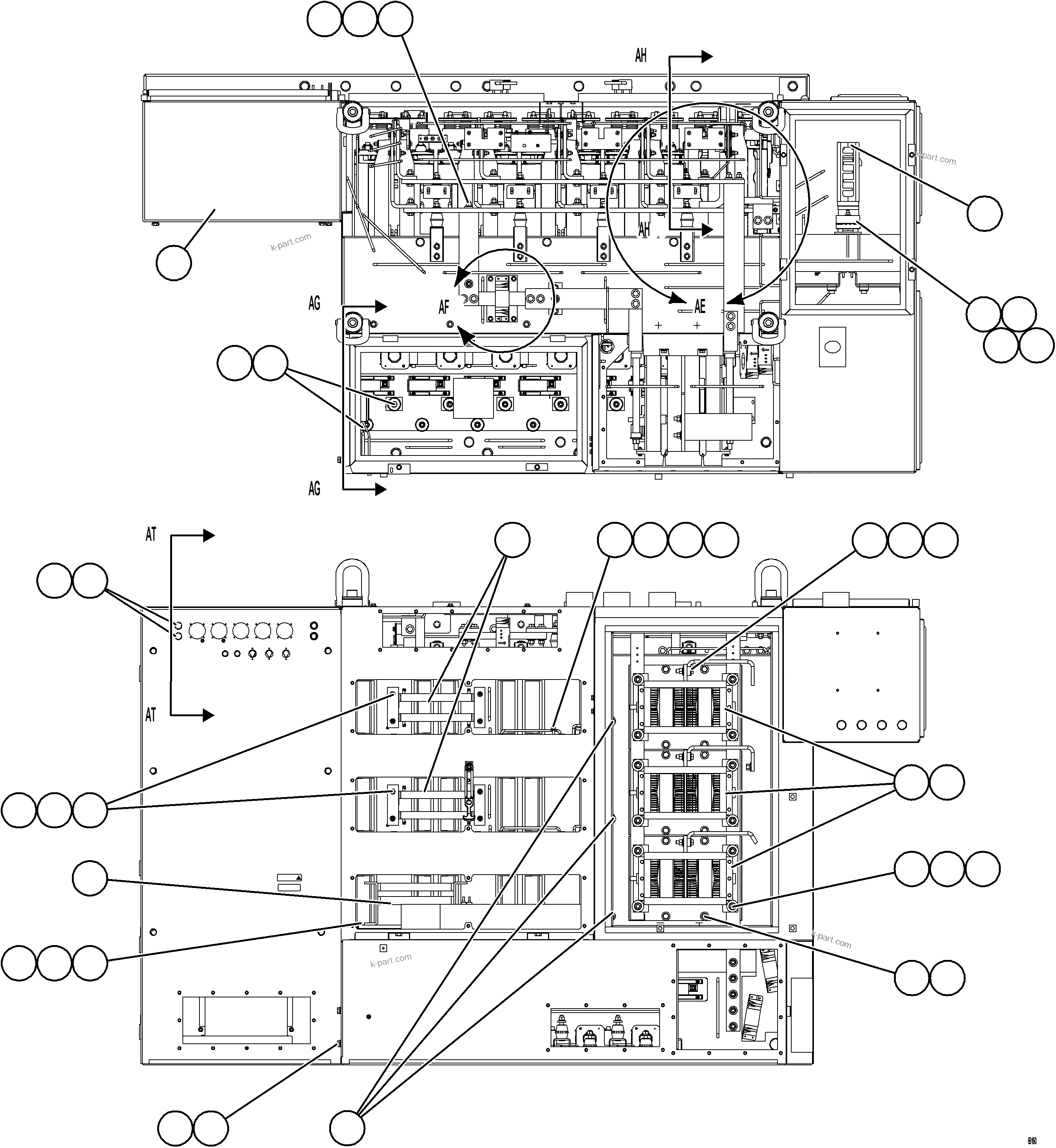 Komatsu parts book diagram for AFE75-B 980E-5 S/N A50006 - A50007 TECK: CONTROL CABINET    7/11    58F-43-00480