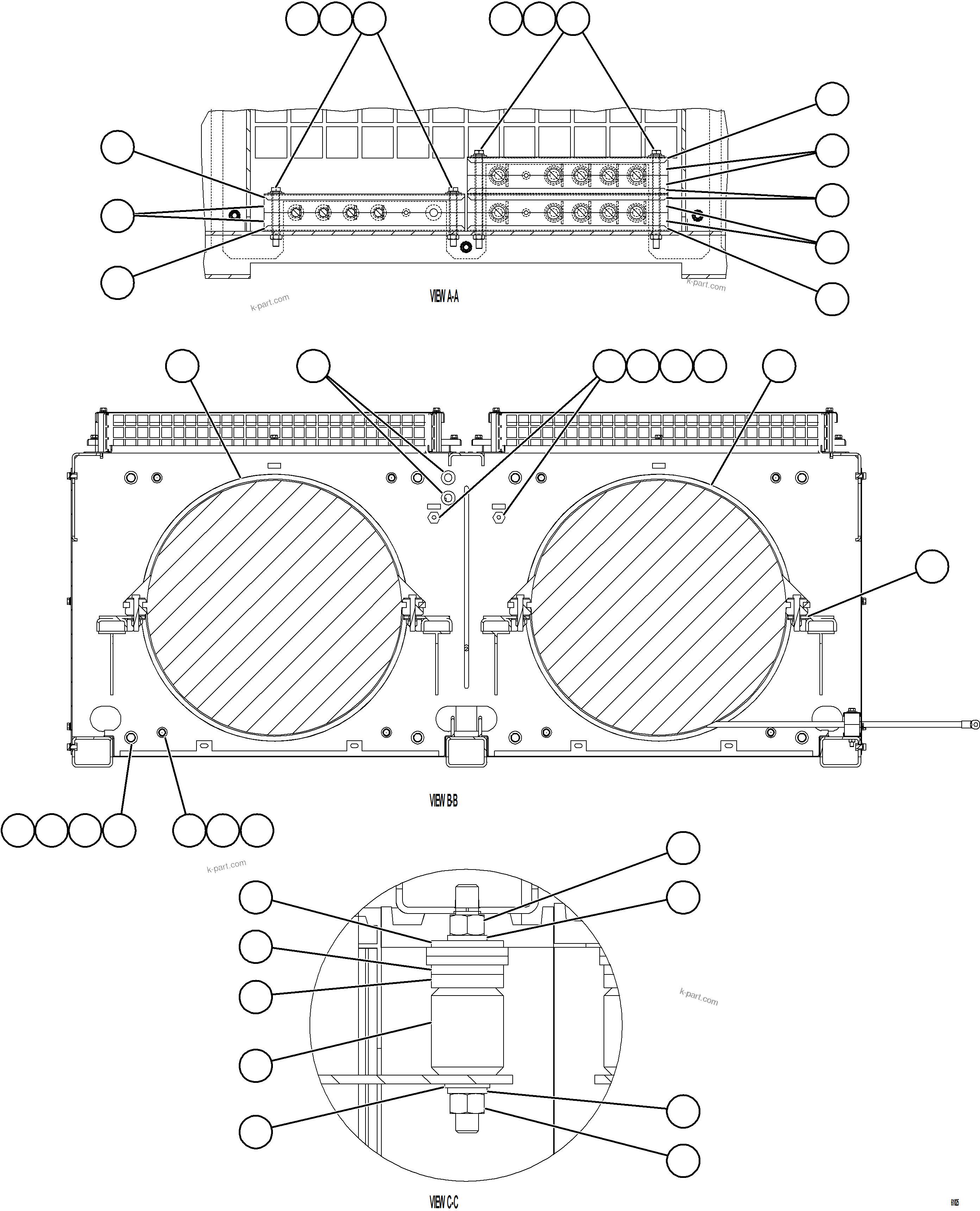 Komatsu parts book diagram for AFE75-B 980E-5 S/N A50006 - A50007 TECK: RETARDING GRID ASSEMBLY    2/3    58B-06-03700