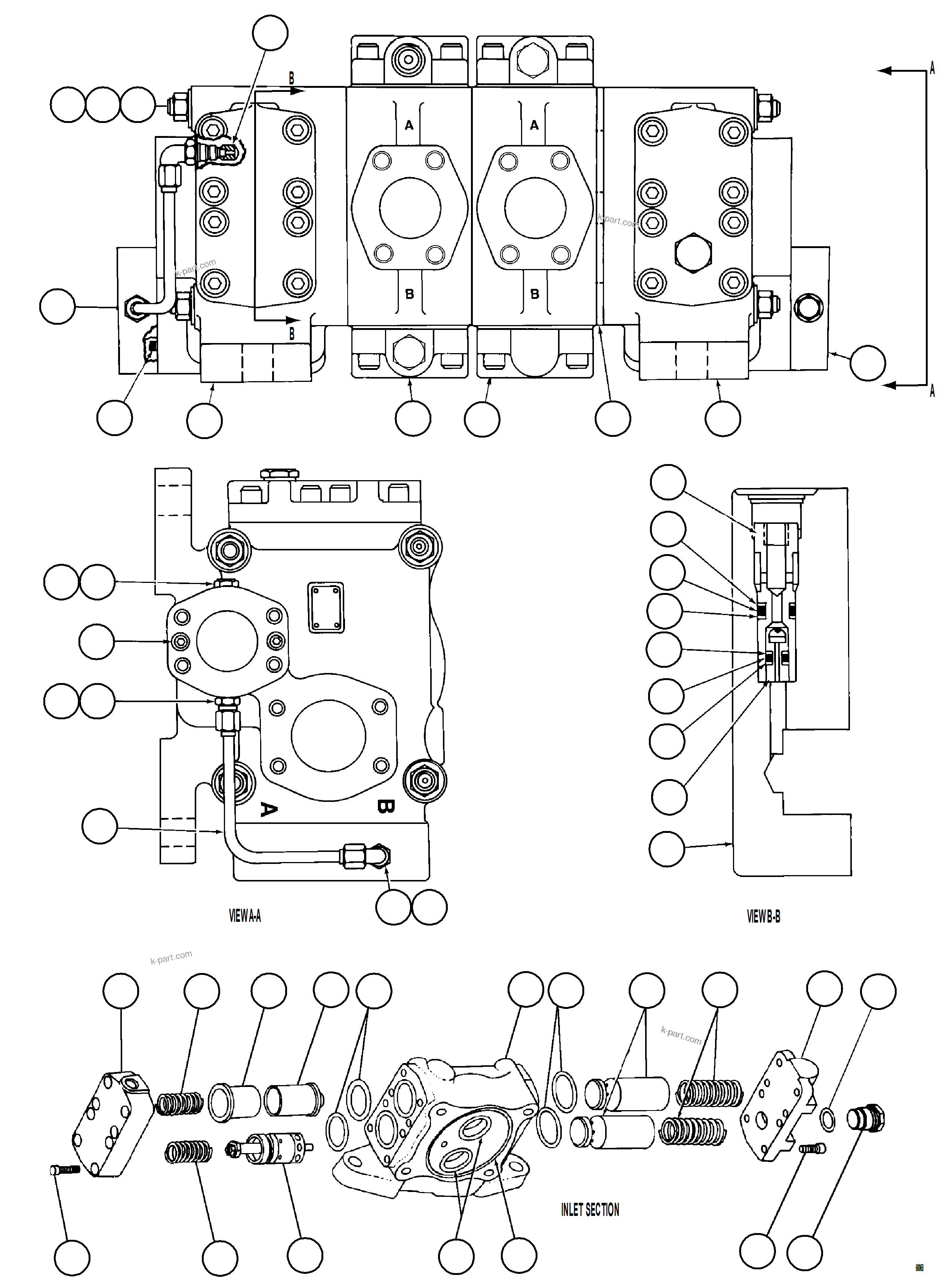 Komatsu parts book diagram for AFE75-B 980E-5 S/N A50006 - A50007 TECK: HOIST VALVE ASSEMBLY    PC1482