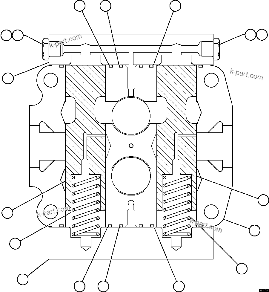 Komatsu parts book diagram for AFE75-B 980E-5 S/N A50006 - A50007 TECK: SPOOL SECTION ASSEMBLY - TANK    BF3050