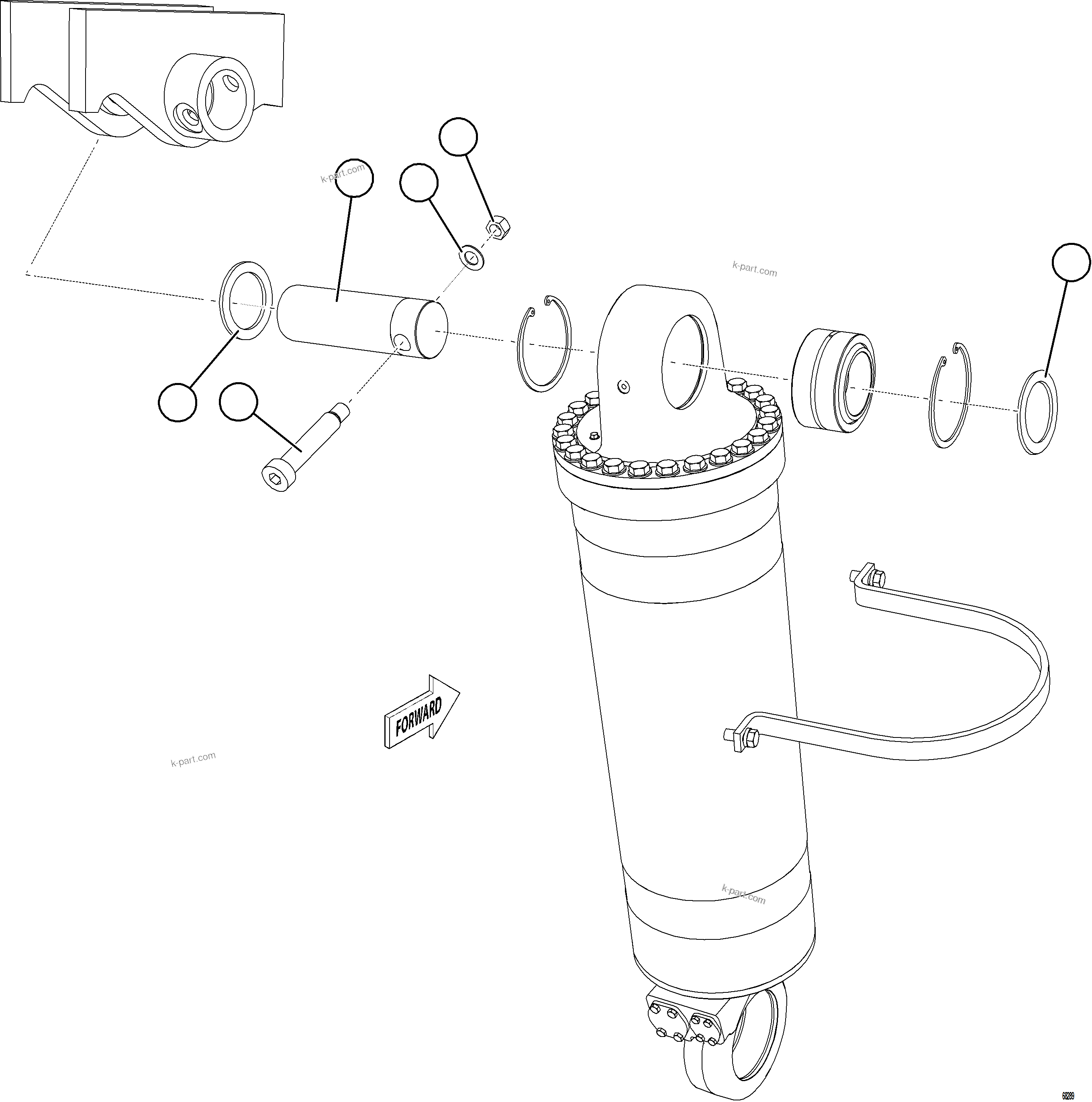 Komatsu parts book diagram for AFE75-B 980E-5 S/N A50006 - A50007 TECK: HOIST CYLINDER INSTALLATION    1/2