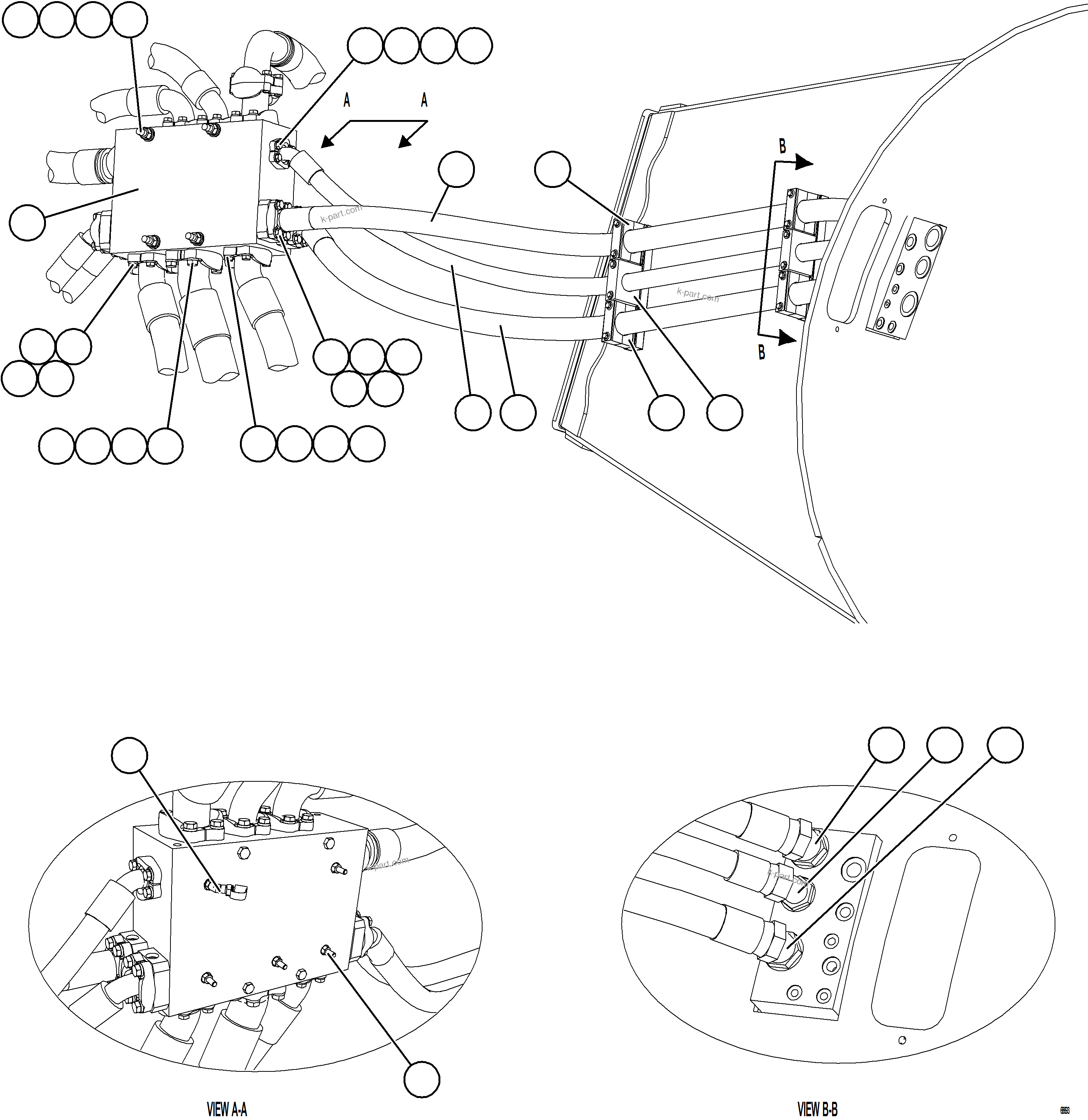 Komatsu parts book diagram for AFE75-B 980E-5 S/N A50006 - A50007 TECK: BRAKE COOLING PIPING    1/3