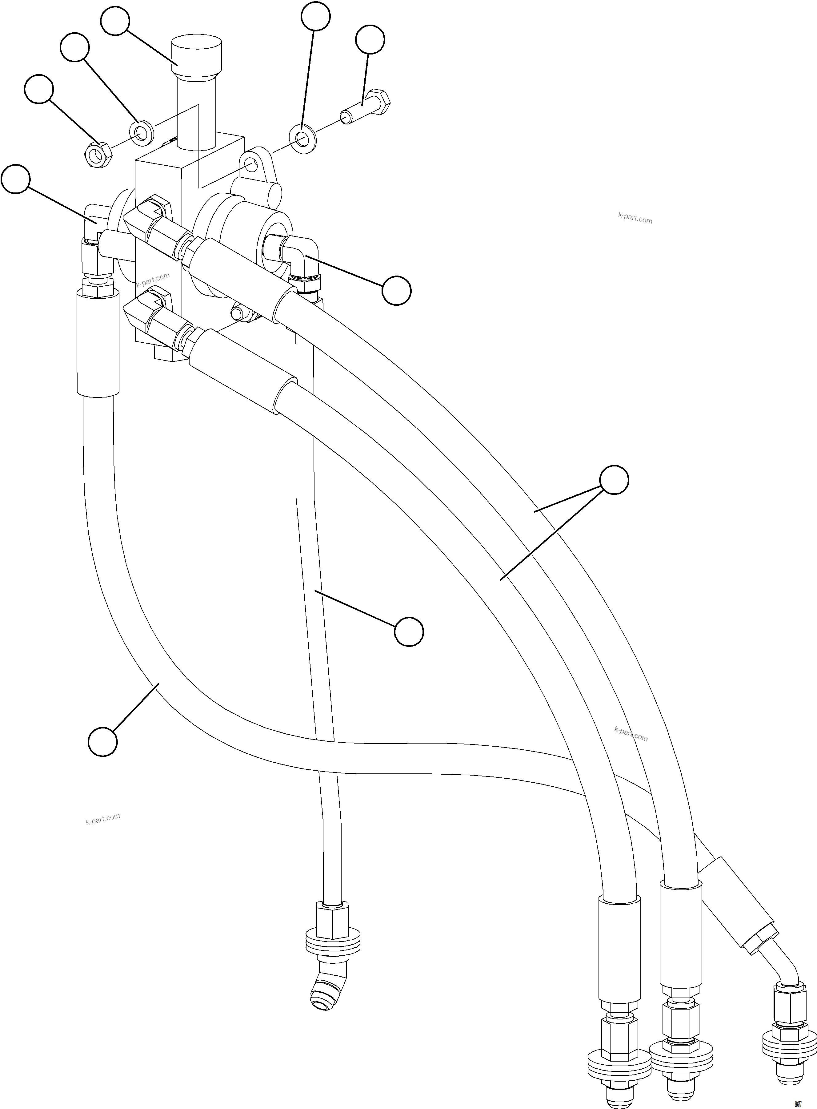 Komatsu parts book diagram for AFE75-B 980E-5 S/N A50006 - A50007 TECK: HOIST PILOT VALVE PIPING    1/2