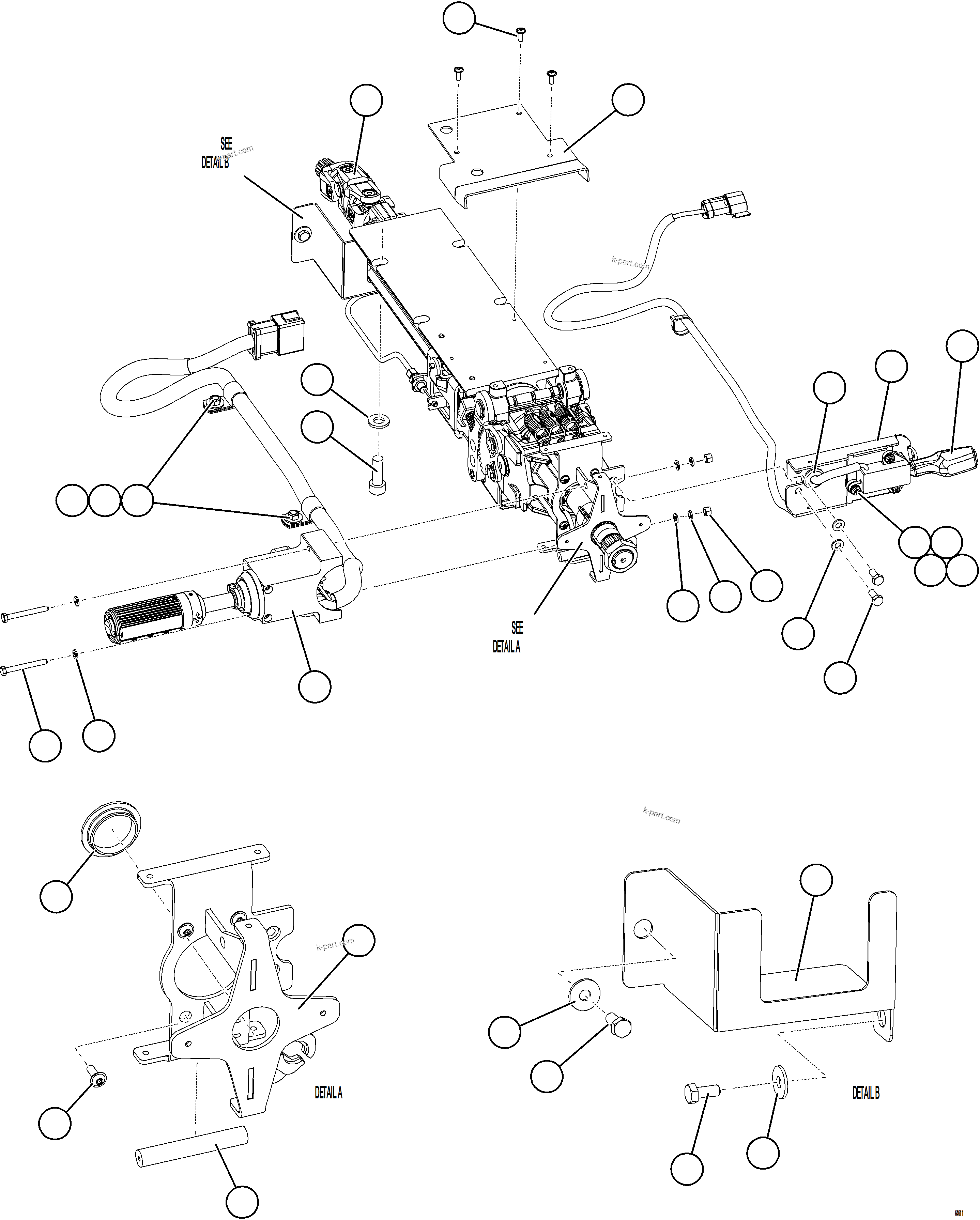 Komatsu parts book diagram for AFE75-B 980E-5 S/N A50006 - A50007 TECK: STEERING COLUMN    2/2
