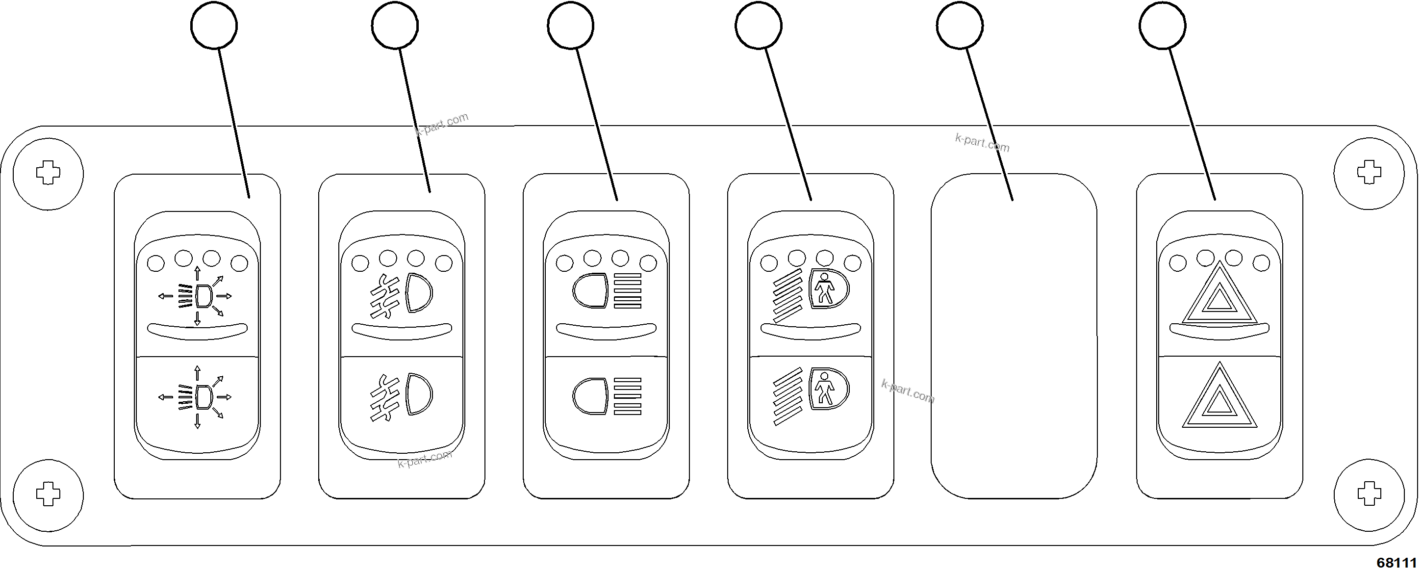 Komatsu parts book diagram for AFE75-B 980E-5 S/N A50006 - A50007 TECK: LOWER LH DASH MODULE    58E-54-25350