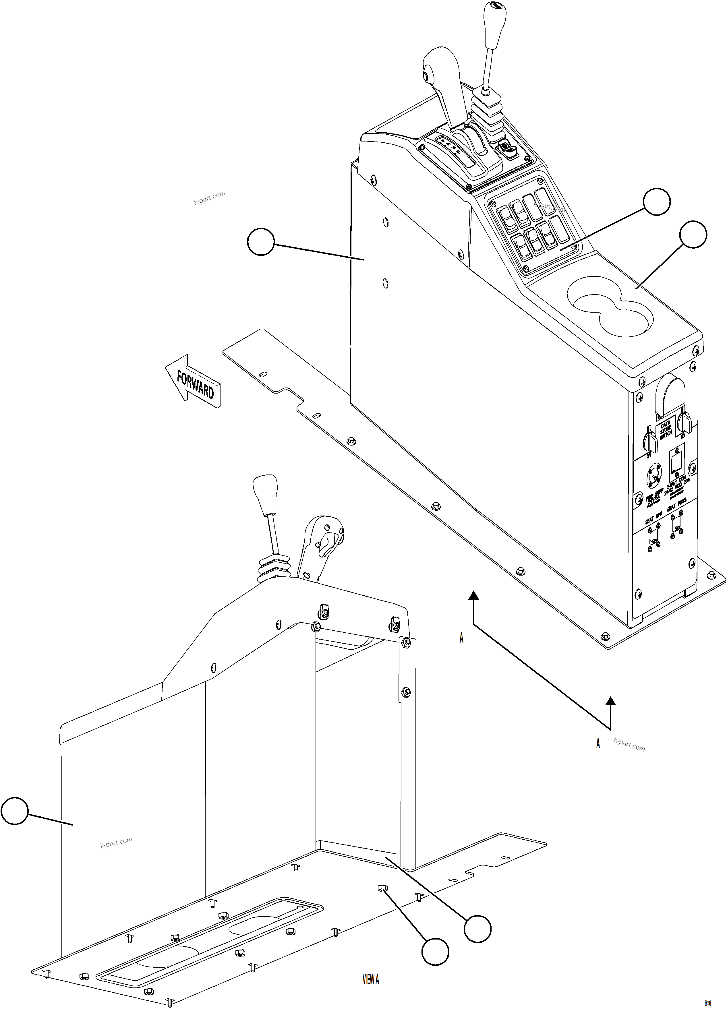 Komatsu parts book diagram for AFE75-B 980E-5 S/N A50006 - A50007 TECK: CENTER CONSOLE MODULE    3/3