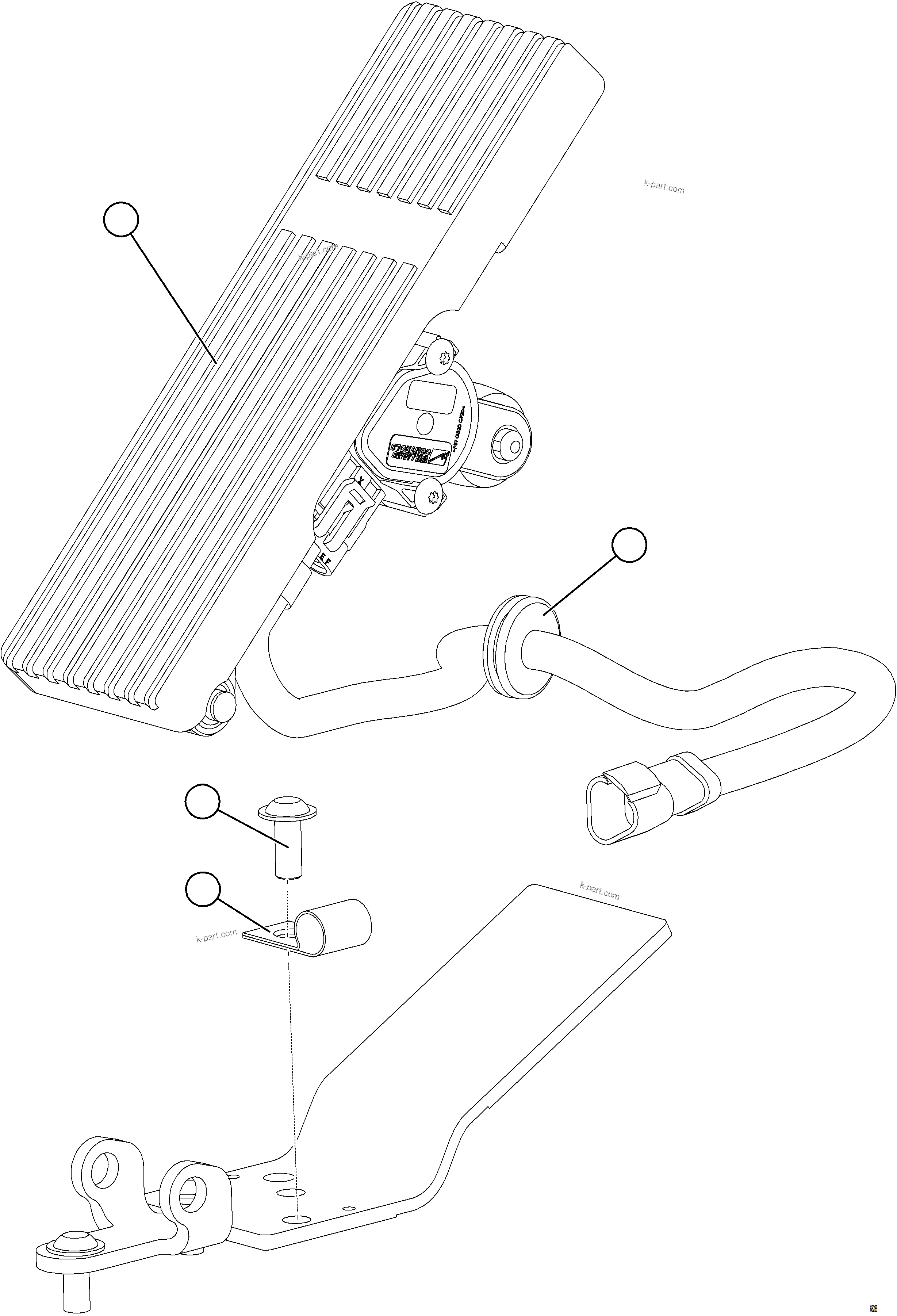 Komatsu parts book diagram for AFE75-B 980E-5 S/N A50006 - A50007 TECK: ACCELERATOR PEDAL INSTALLATION