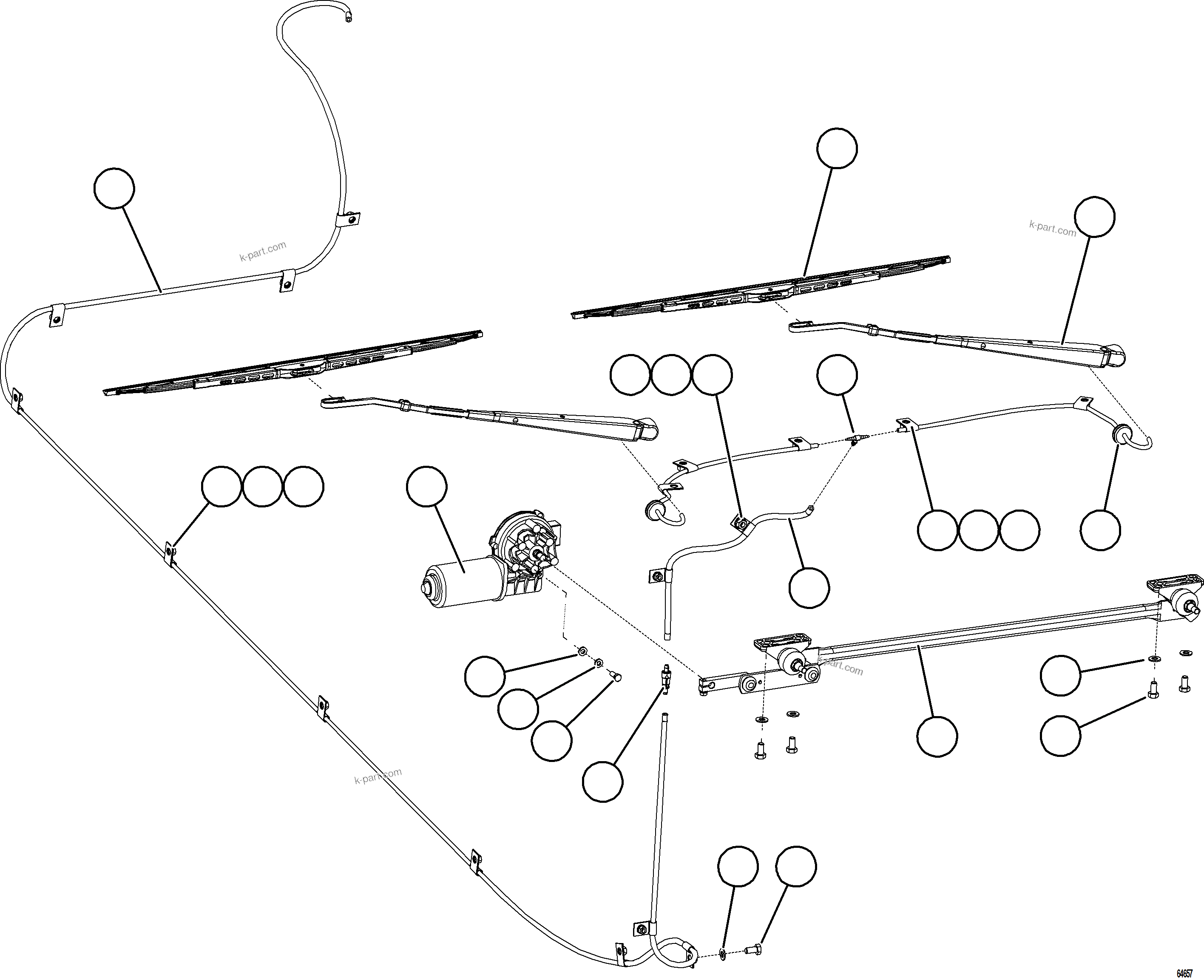 Komatsu parts book diagram for AFE75-B 980E-5 S/N A50006 - A50007 TECK: WINDSHIELD WIPER INSTALLATION
