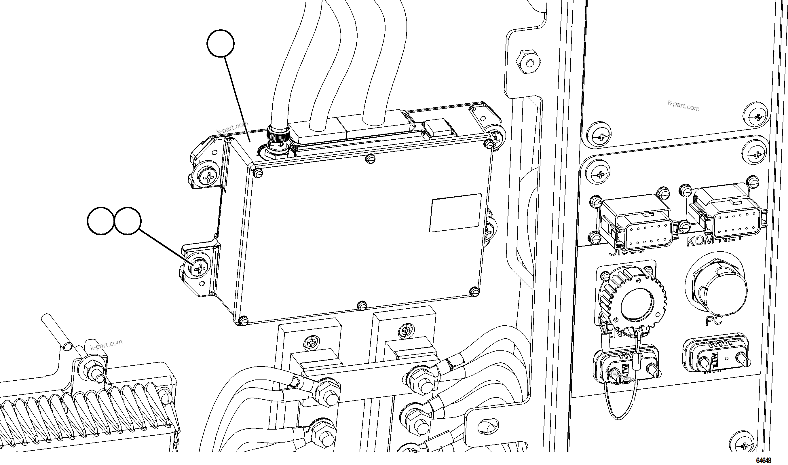 Komatsu parts book diagram for AFE75-B 980E-5 S/N A50006 - A50007 TECK: IRIDIUM CONTROLLER INSTALLATION