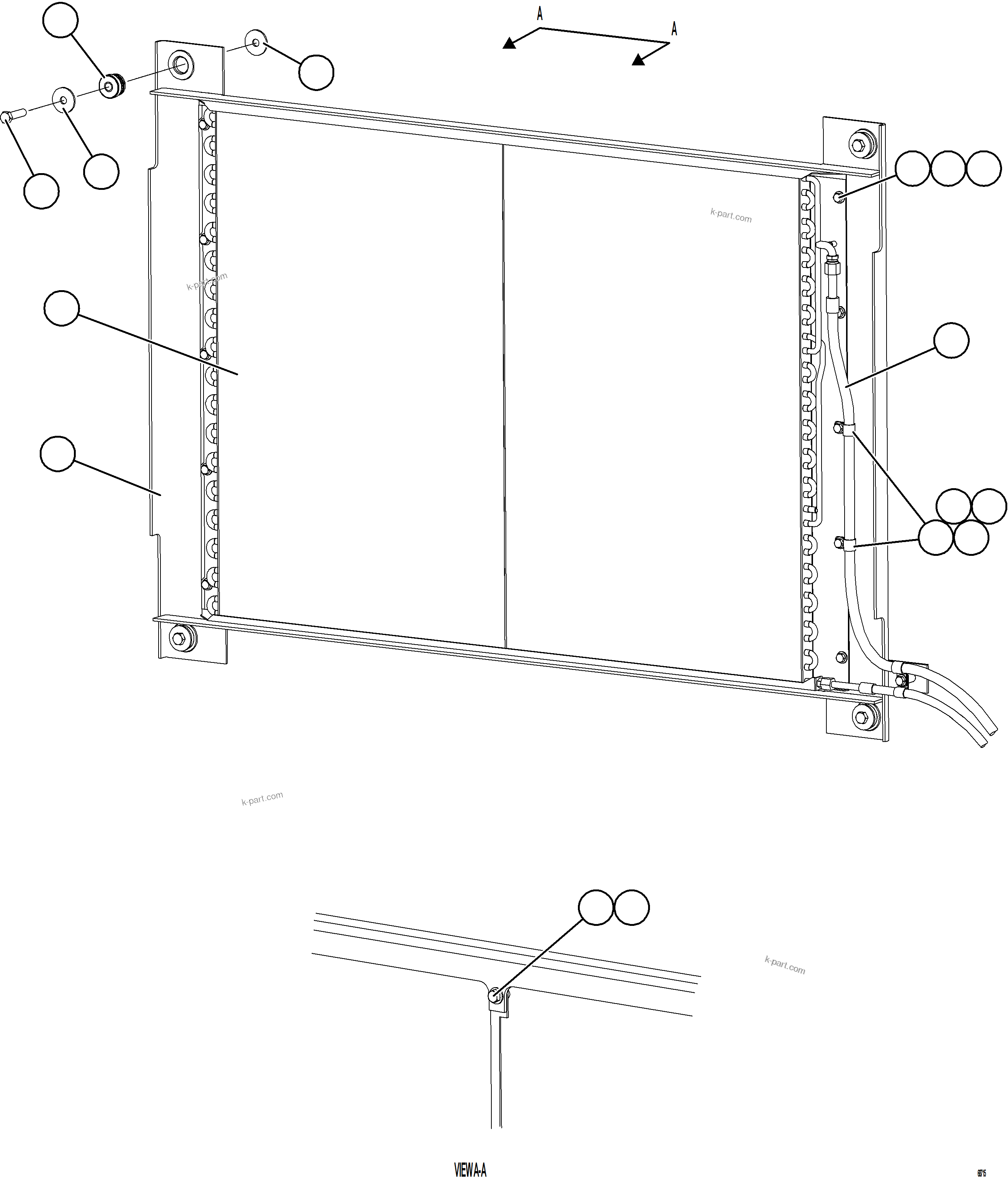Komatsu parts book diagram for AFE75-B 980E-5 S/N A50006 - A50007 TECK: AIR CONDITIONING - CONDENSER INSTALLATION    1/2